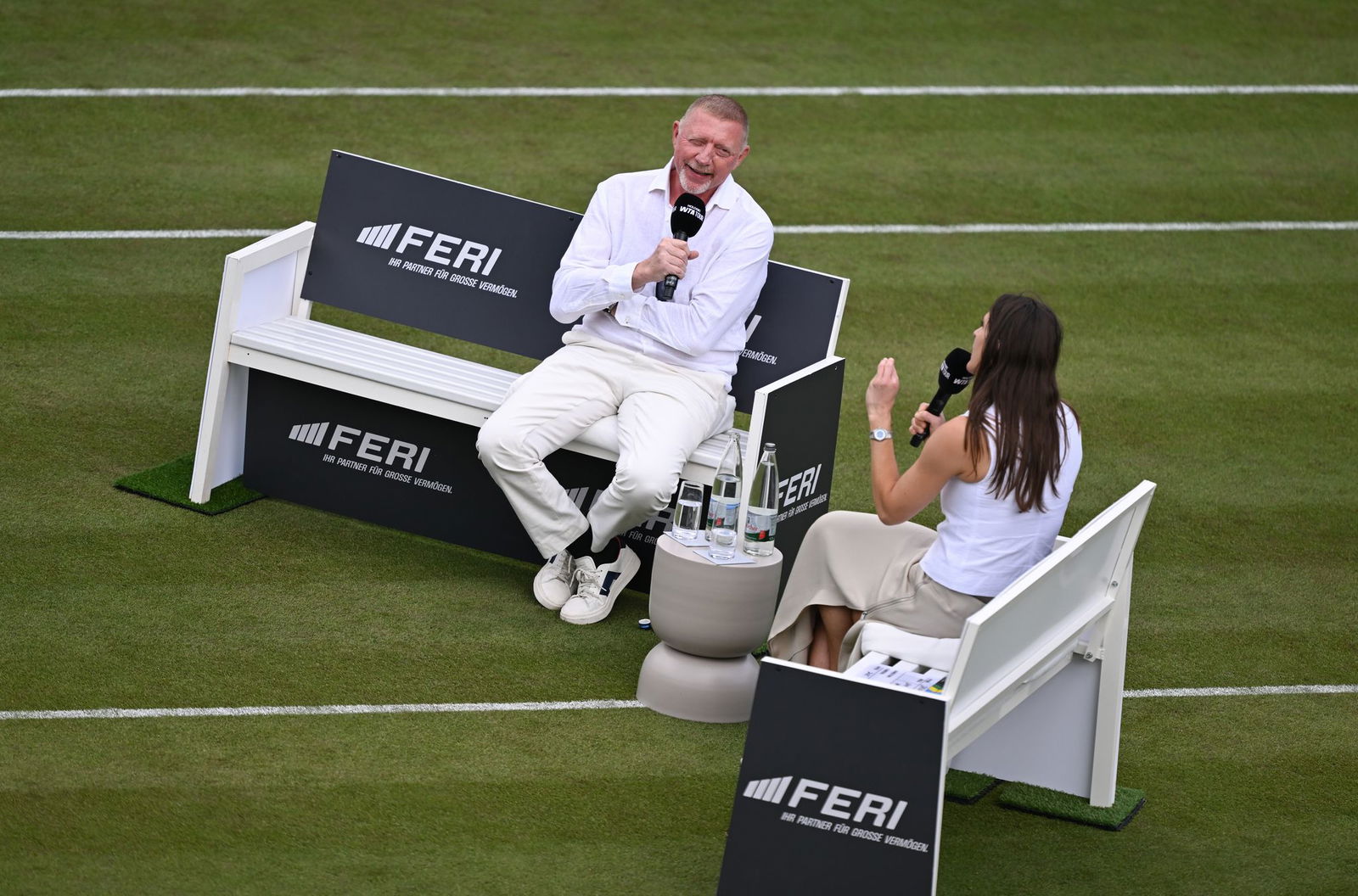 Boris Becker nahm in Bad Homburg einen Podcast mit Andrea Petkovic auf.