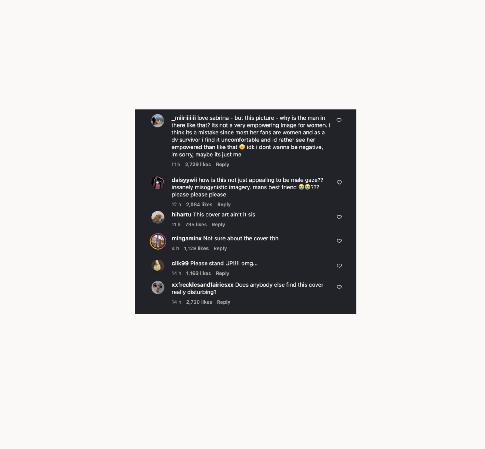 Sabrina Carpenter - Instagram Kommentarfeld Man's Best Friend