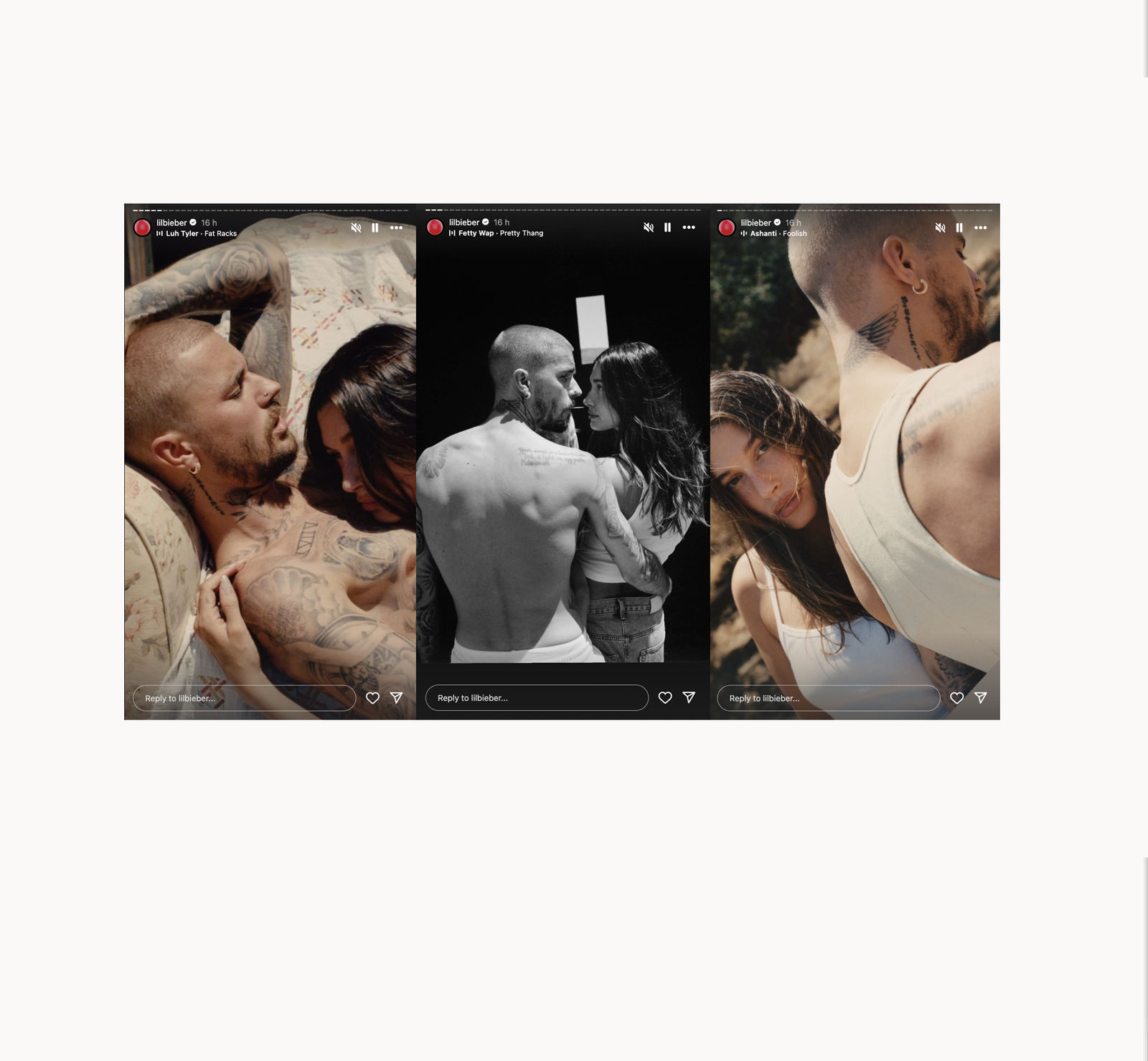 Justin Bieber x Hailey Instagram Story für SWAG