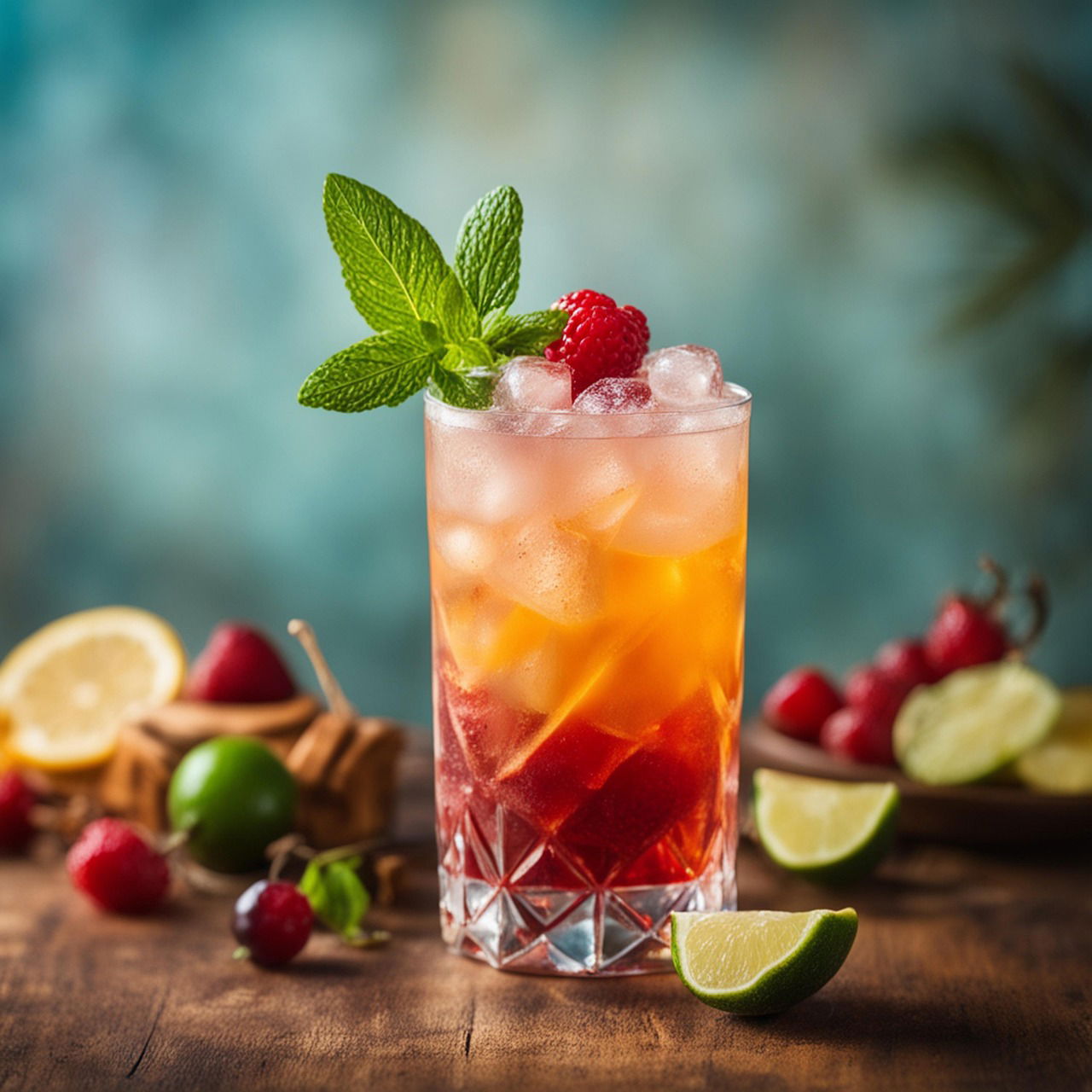 Mocktail in einem Glas mit Früchten