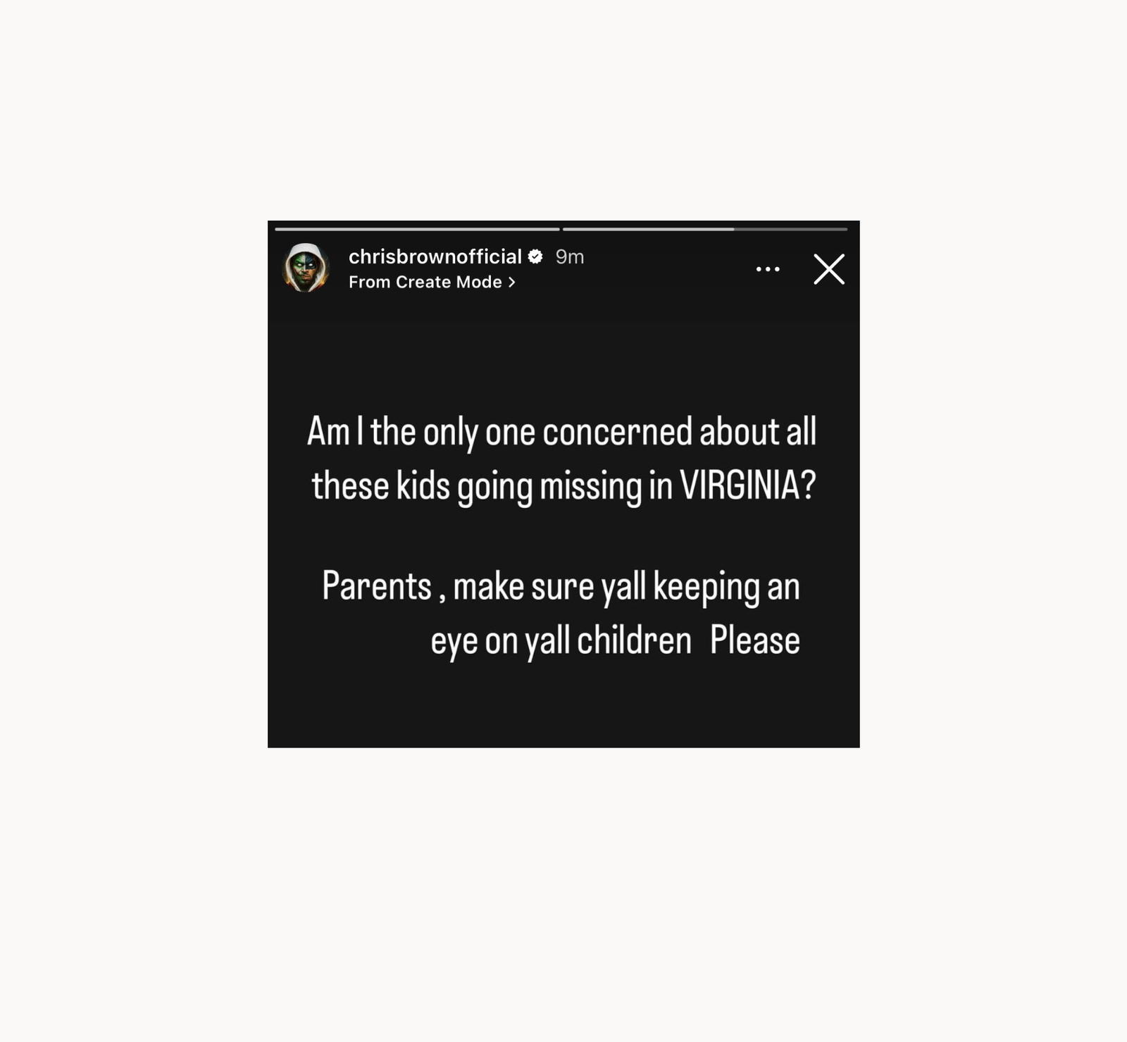 Chris Brown - Vermisste Kinder Instagram