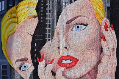 frau gesicht, kunst, zertrennt