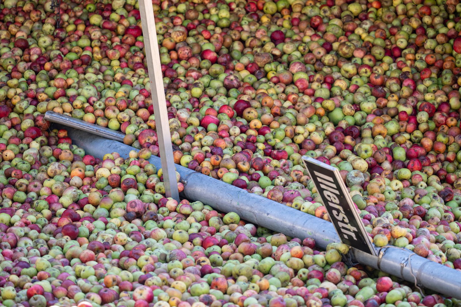 Durch den umgekippten Traktor samt Anhänger wurden auch ein Straßenschild und eine Treppe beschädigt.