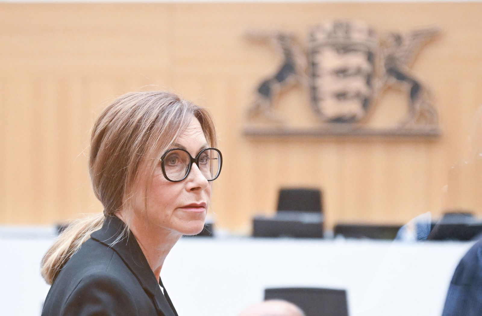 Petra Laur, die Mutter des getöteten Polizisten Rouven Laur, sprach beim Verfahren nach der Messerangriff auf dem Mannheimer Marktplatz. 