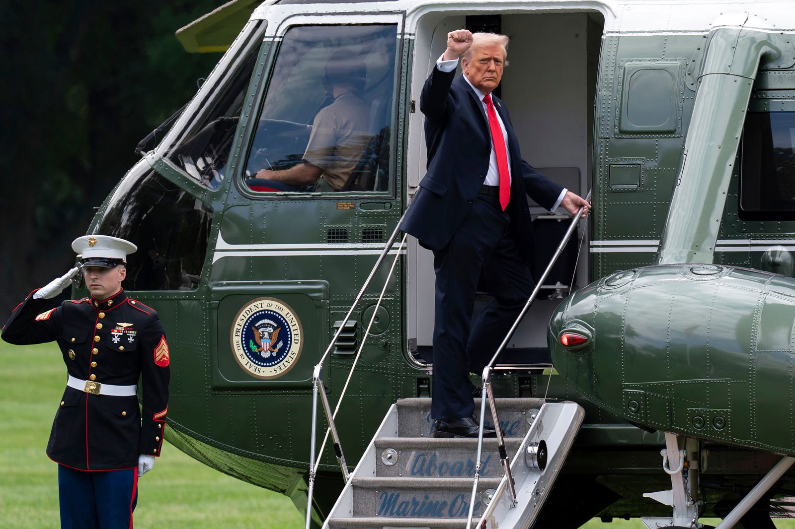US-Präsident Donald Trump flog zum Finale der US Open nach New York.