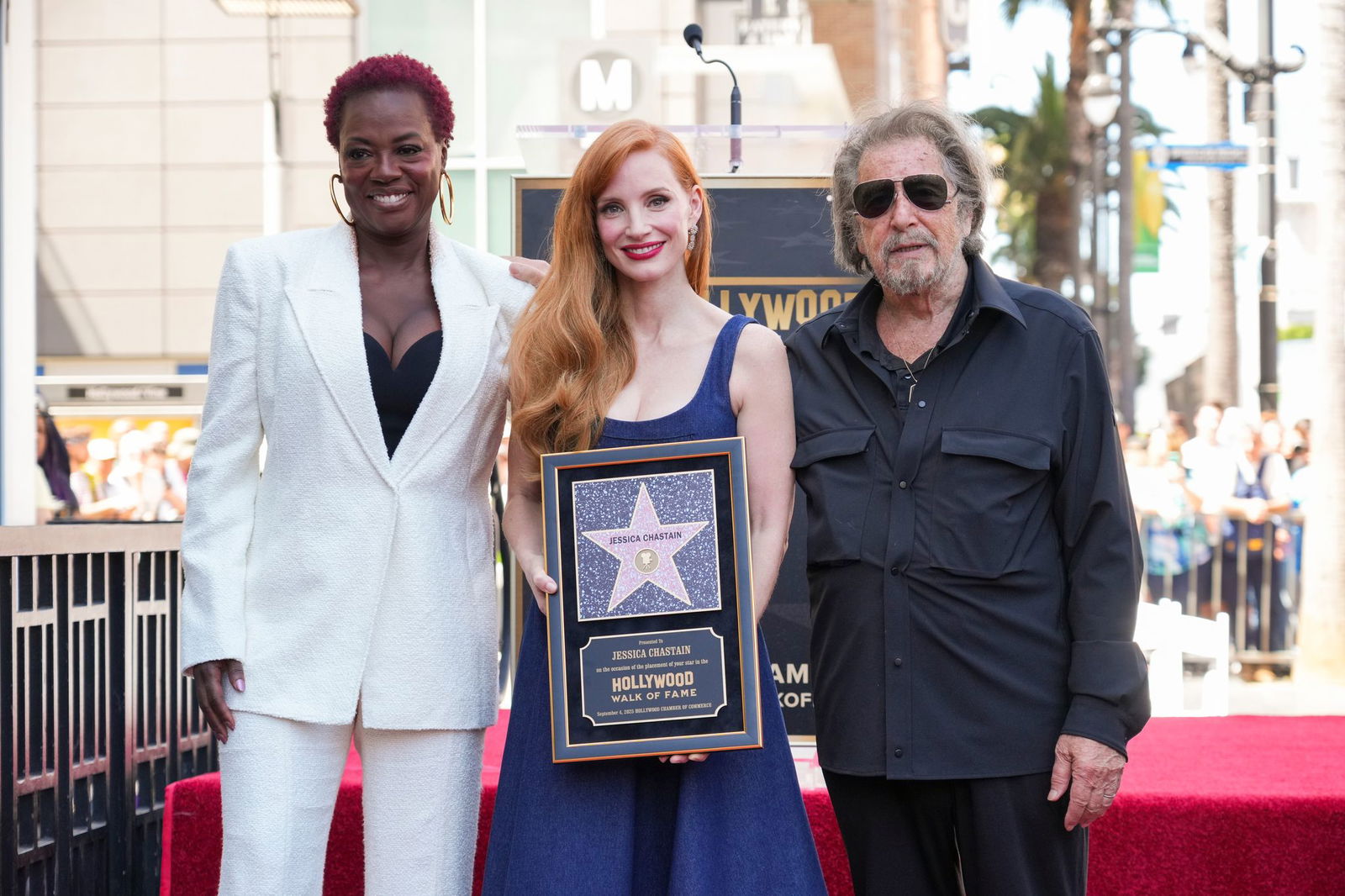 Viola Davis und Al Pacino zollen Jessica Chastain Tribut. 
