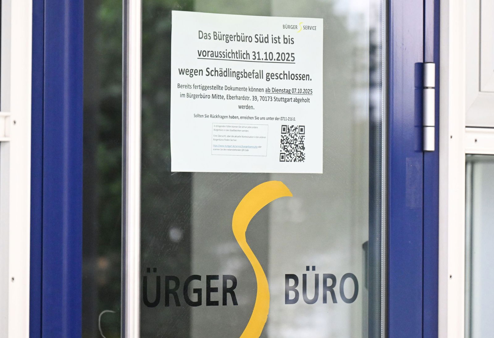 Wegen Mäusebefalls bleibt das Bürgerbüro Süd in Stuttgart geschlossen. 