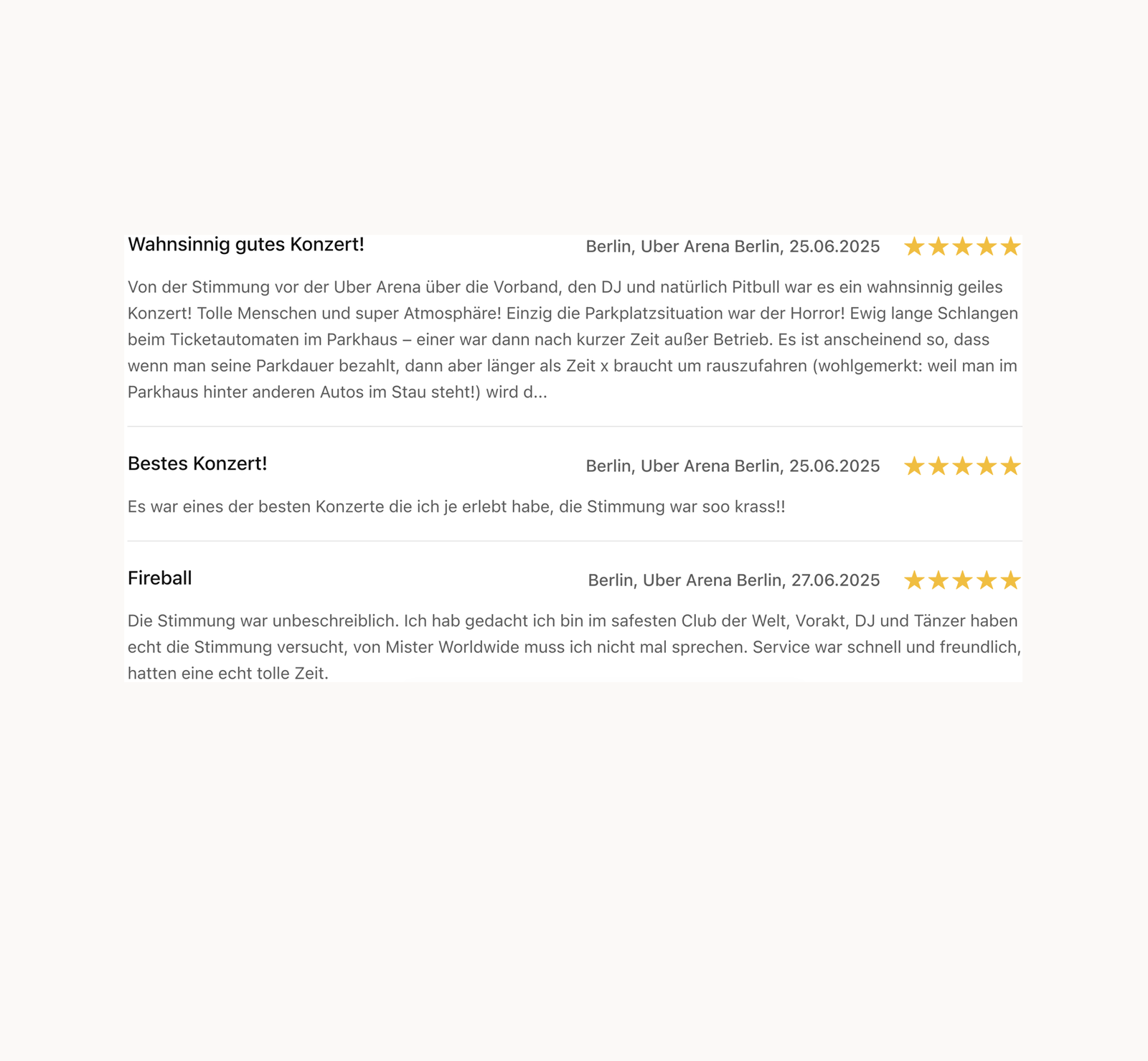 Pitbull - Eventim Kommentare 