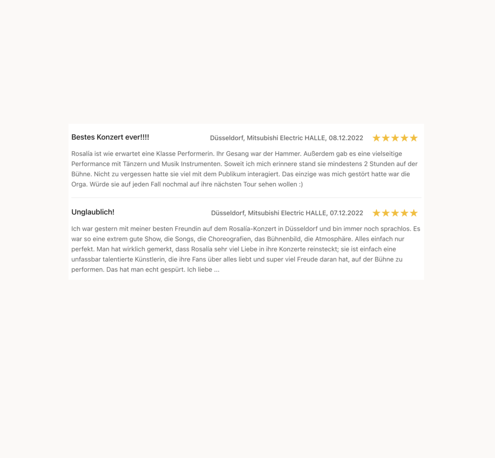 Rosalia - Eventim Kommentare