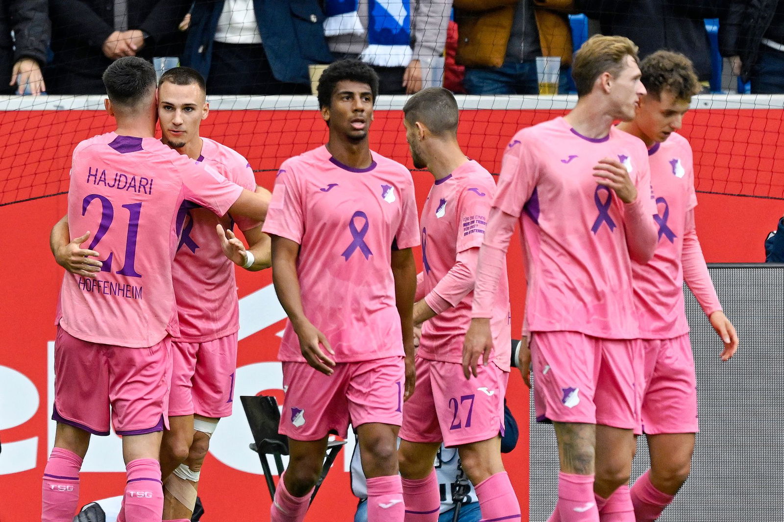 Hoffenheims Tim Lemperle (2.v.l.) darf sich gratulieren lassen.