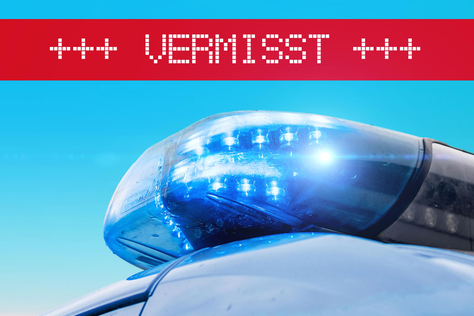 Blaulicht mit Schriftzug - Vermisst