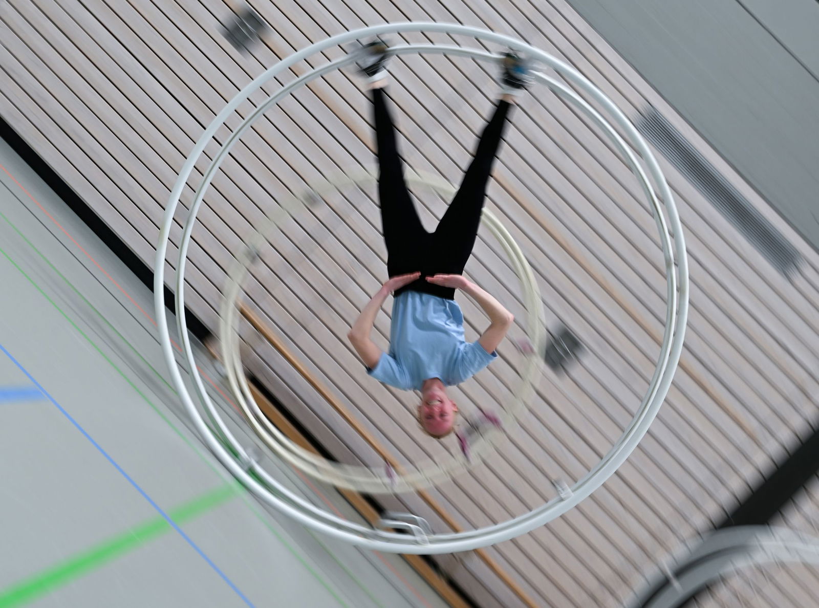 Im Rhönradturnen gibt es drei Disziplinen. 