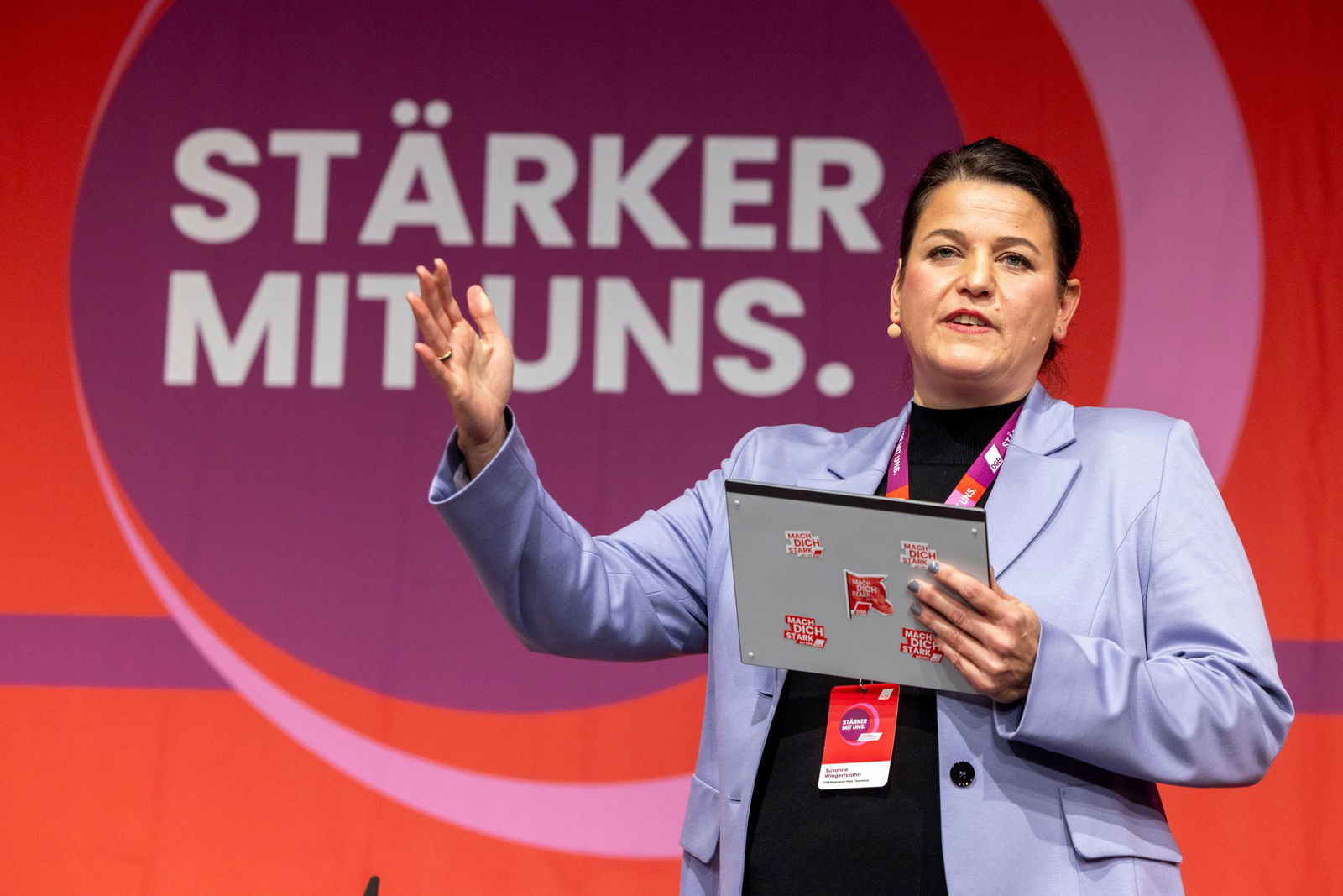 Die DGB-Chefin fordert die Einführung von Schwerpunktstaatsanwaltschaften zum besseren Schutz von Betriebsräten. (Archivbild)