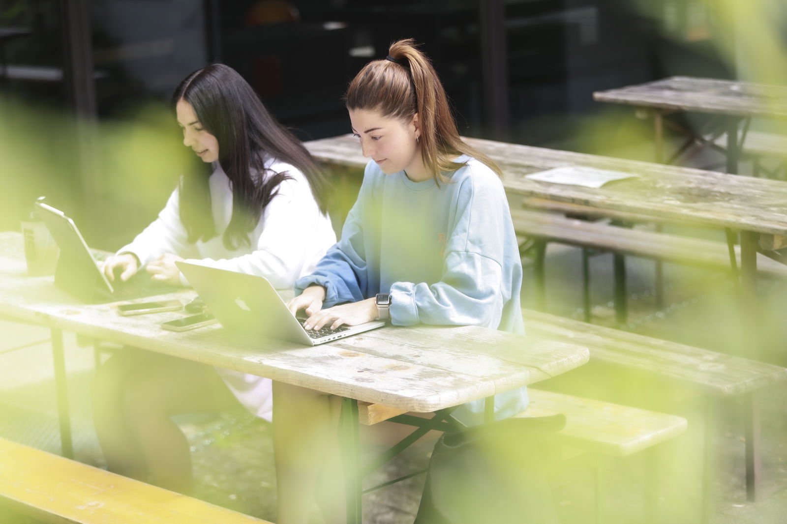PH Karlsruhe_Studenten sitzen am Laptop am Tisch