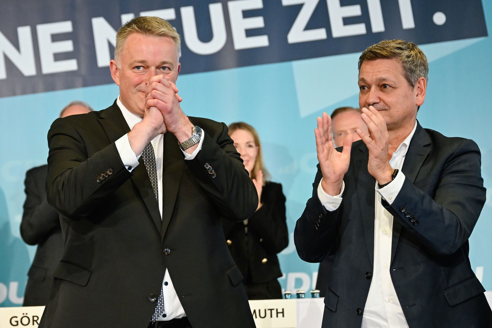 Gordon Schnieder (links, hier mit Christian Baldauf) ist nach internen Streitereien Fraktions- und Parteichef sowie Spitzenkandidat der rheinland-pfälzischen CDU. (Archivbild)