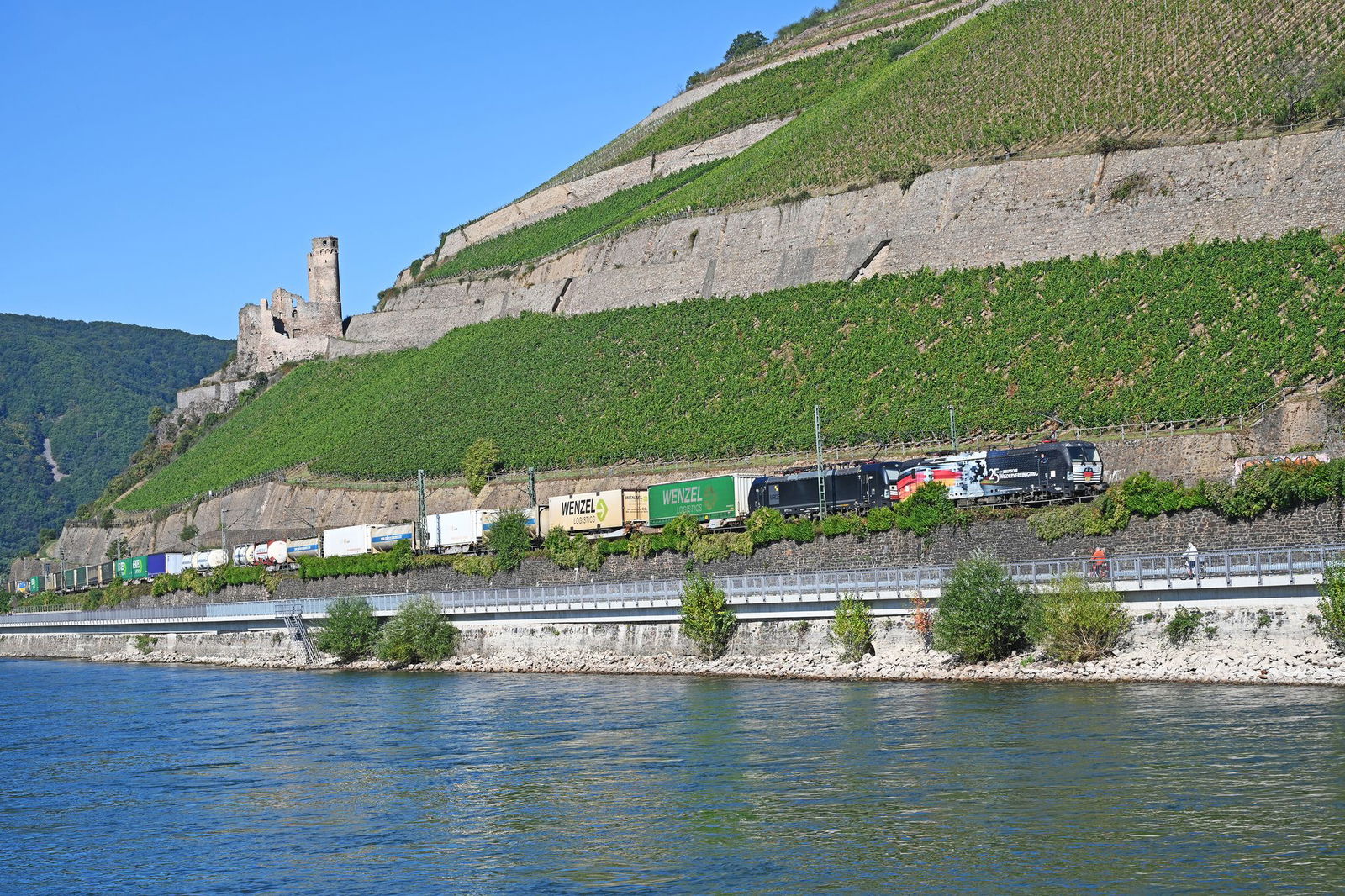 Die rechtsrheinische Bahnstrecke, die von Juli bis Dezember generalsaniert werden soll, führt an zahlreichen Burgen vorbei. (Archivbild)