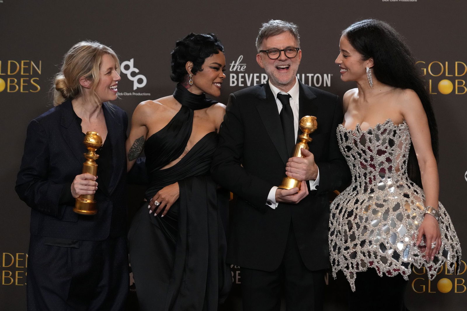 Sara Murphy (l-r), Teyana Taylor, Paul Thomas Anderson und Chase Infiniti von «One Battle After Another». 