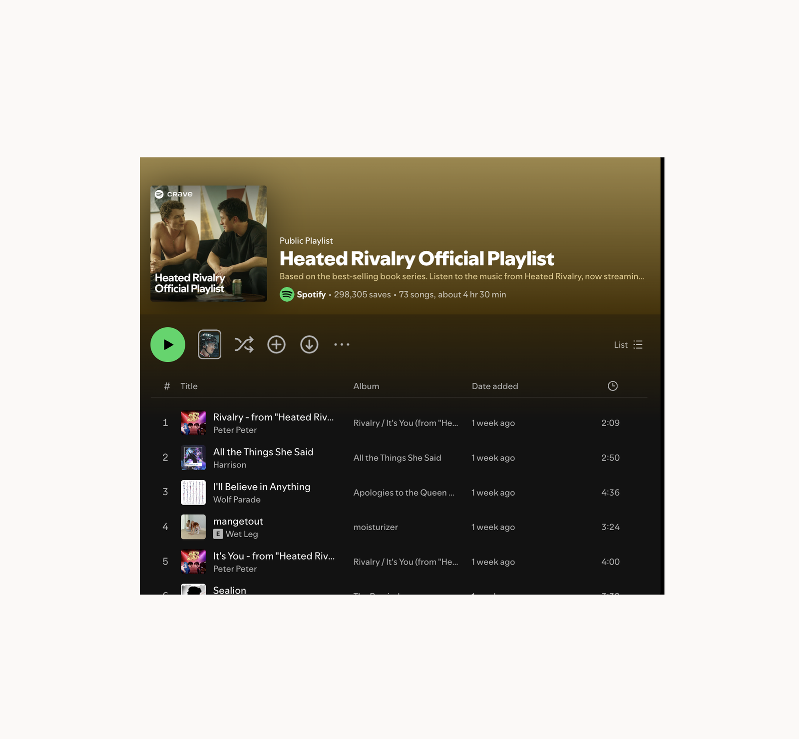 HEATED RIVALRY - Offizielle Spotify-Playlist