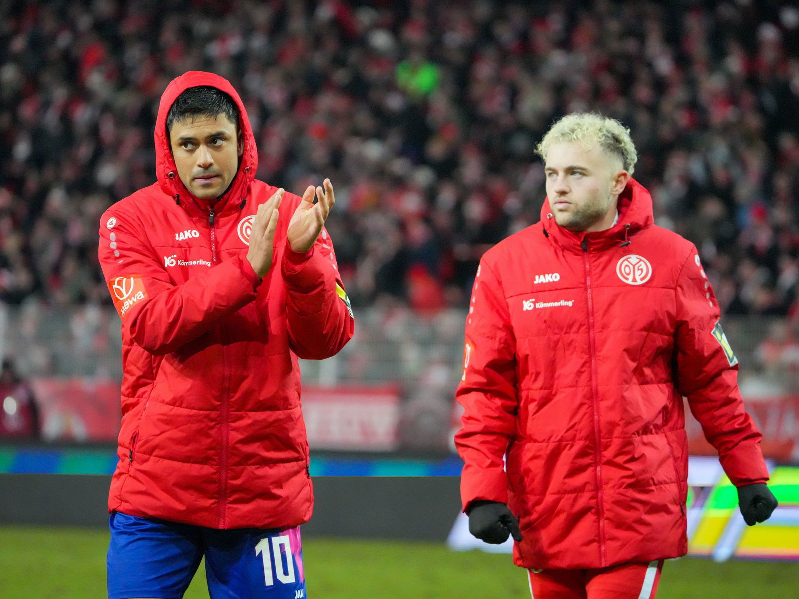 Nadiem Amiri (l.) und Benedict Hollerbach (r.) trafen für Mainz in Berlin. 