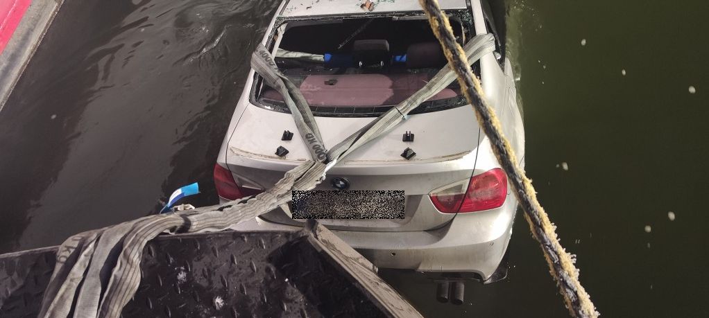 Auto in Rhein bei Mainz