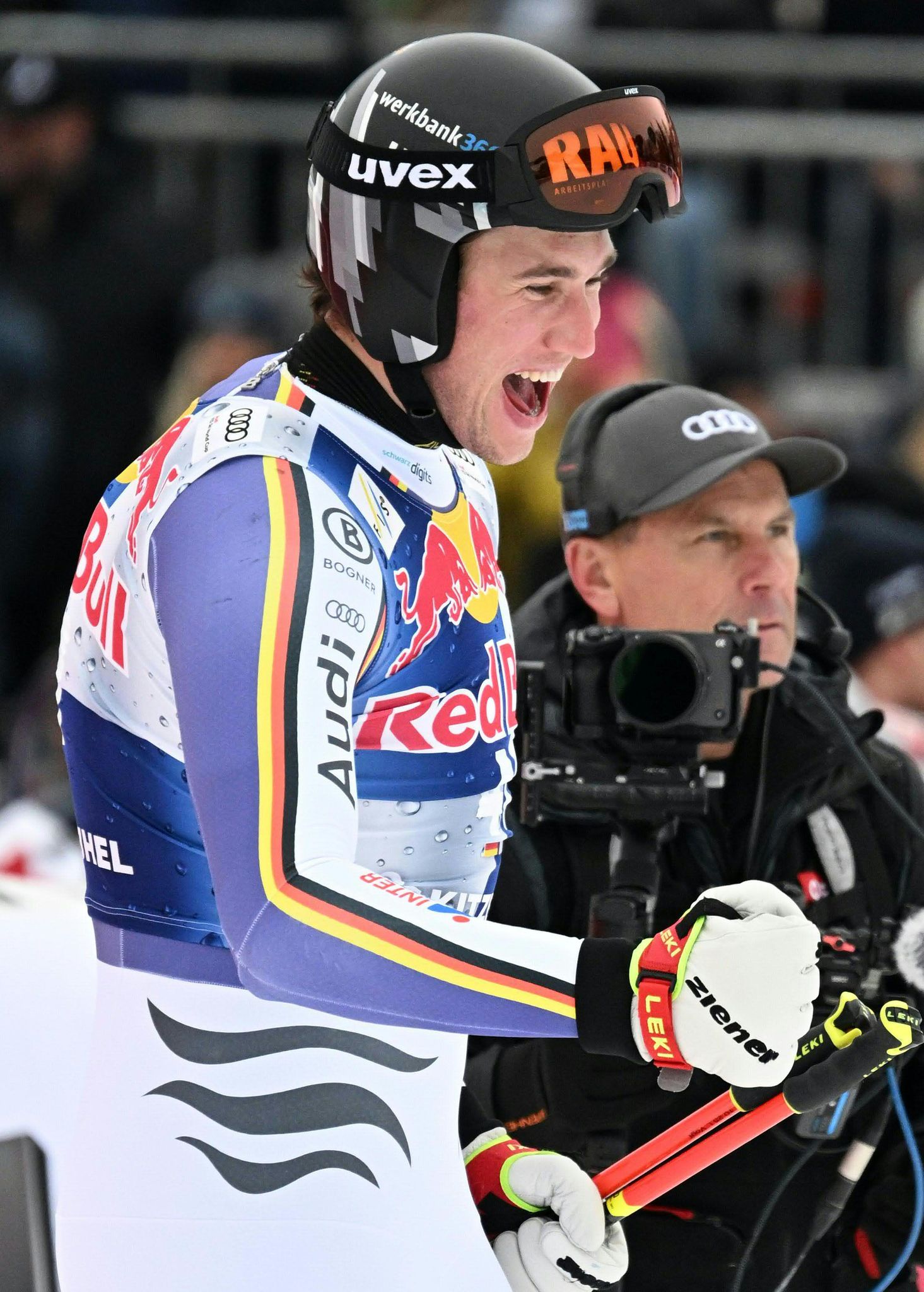 Jubel der Freude und Erleichterung: Luis Vogt nach Platz acht in Kitzbühel.