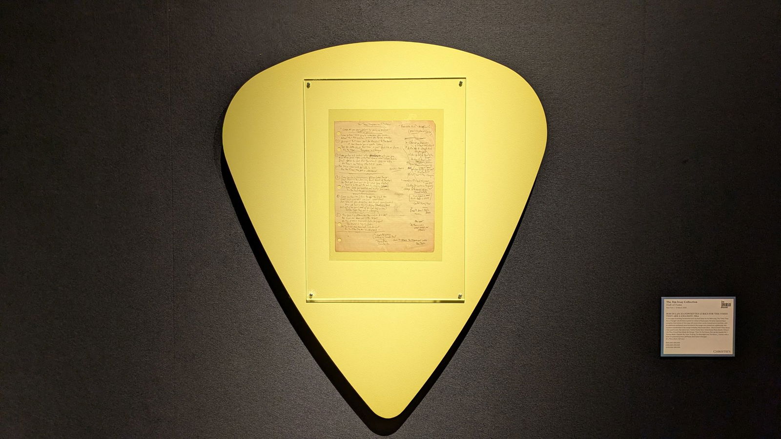 Der handgeschriebene Songtext von Bob Dylan für "The Times They Are-A-Changing".