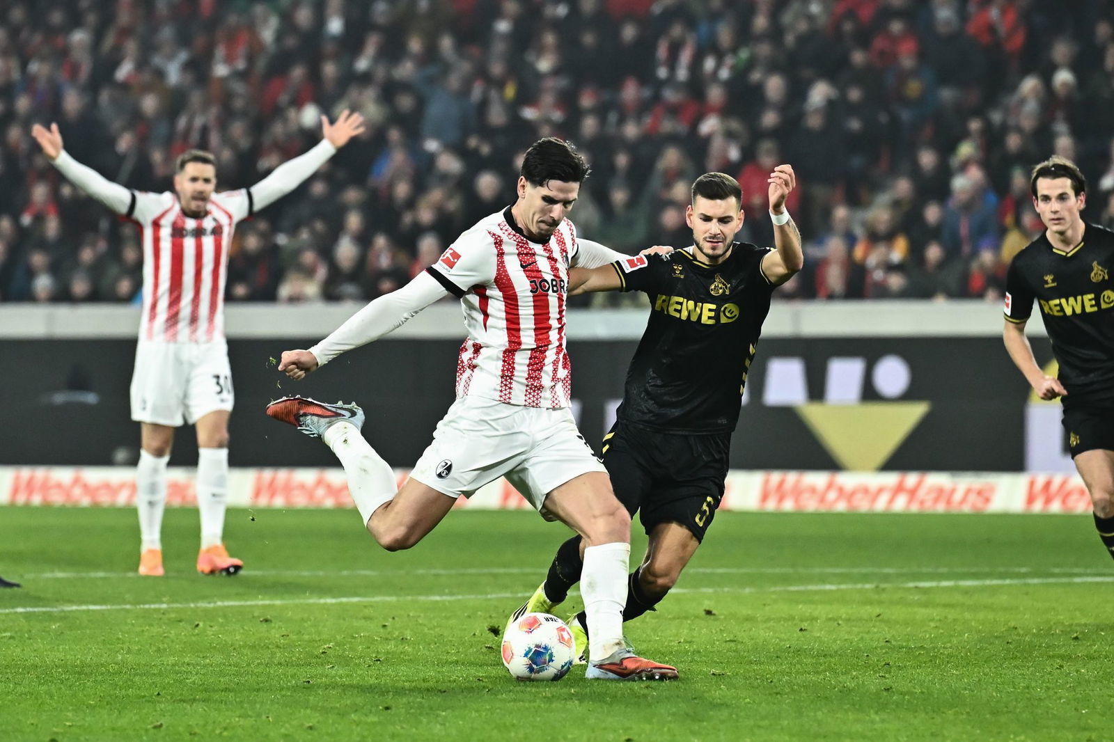 Gegen den 1. FC Köln erzielte Freiburgs Stürmer Igor Matanovic den 2:1-Siegtreffer. 