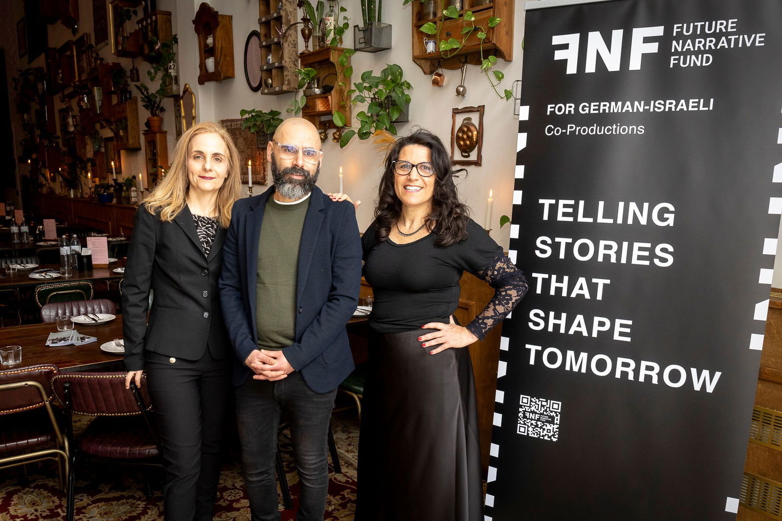 Lihi Nagler, Mark Pinhasov und Sharon On vom Verein Future Narrative Fund.