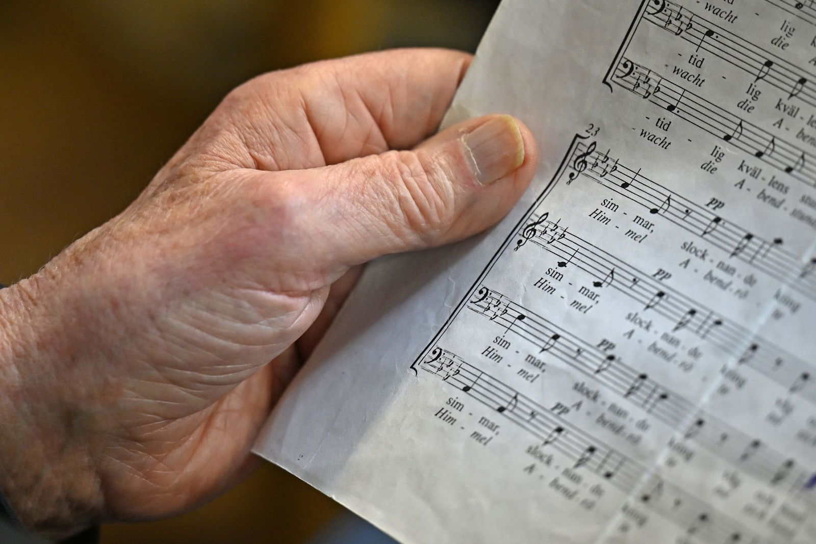 Jeder Sänger des Männerchors in Saulheim hat seine eigenen Notenblätter oder sie auf dem Tablet gespeichert.