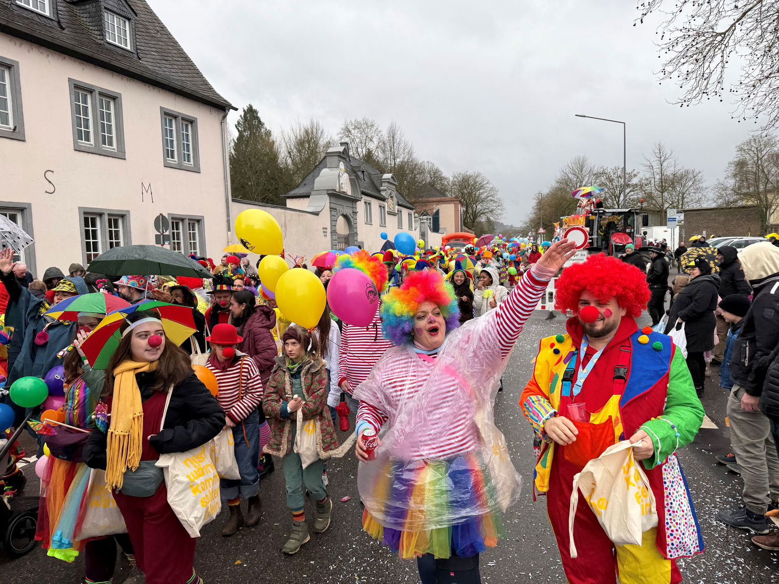 Im Rosenmontagszug waren die Clowns die größte Gruppe.