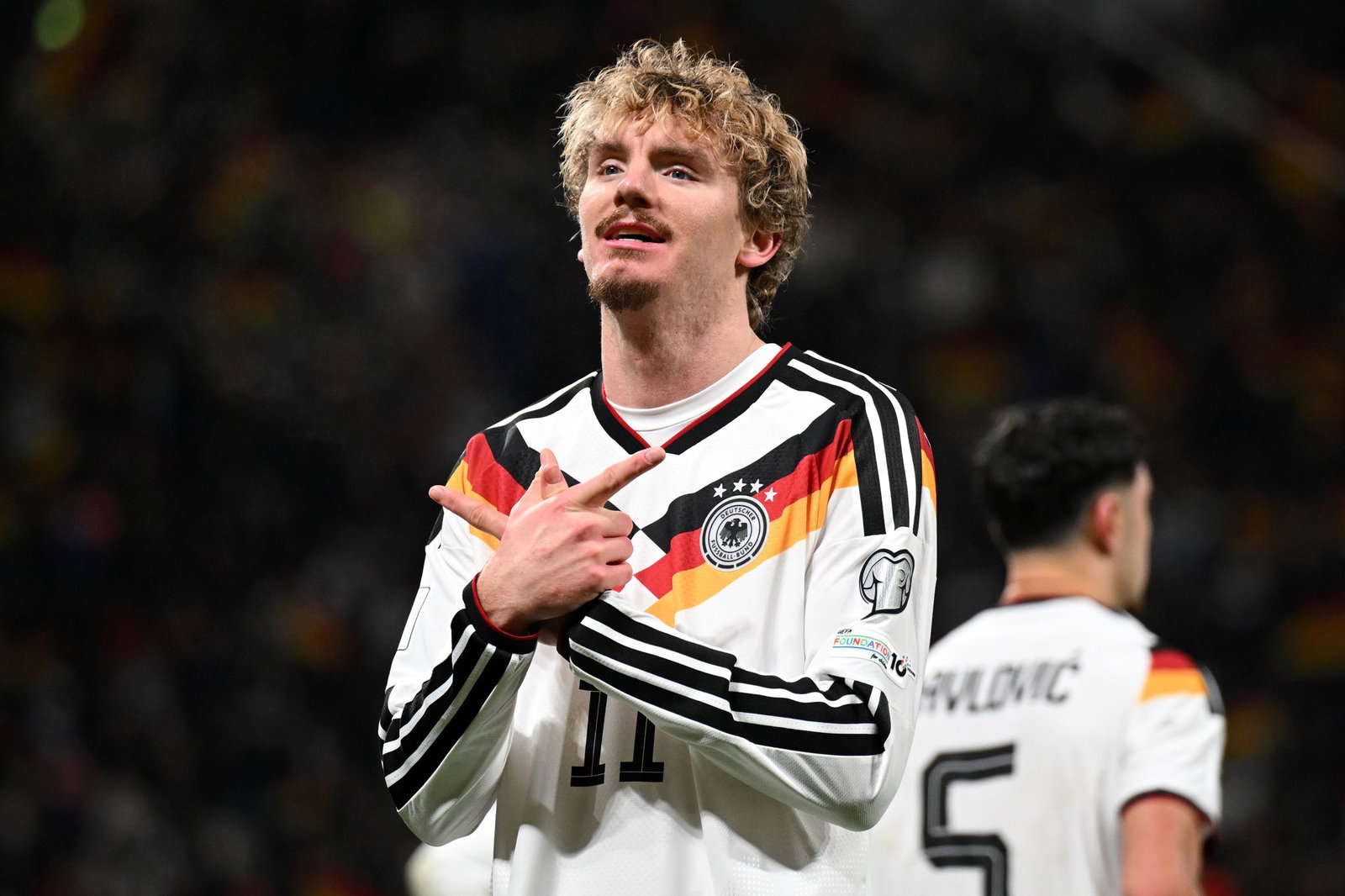 Nick Woltemade, hier beim Torjubel gegen die Slowakei im November, war mit vier Treffern der beste DFB-Schütze in der WM-Qualifikation. (Archivbild)