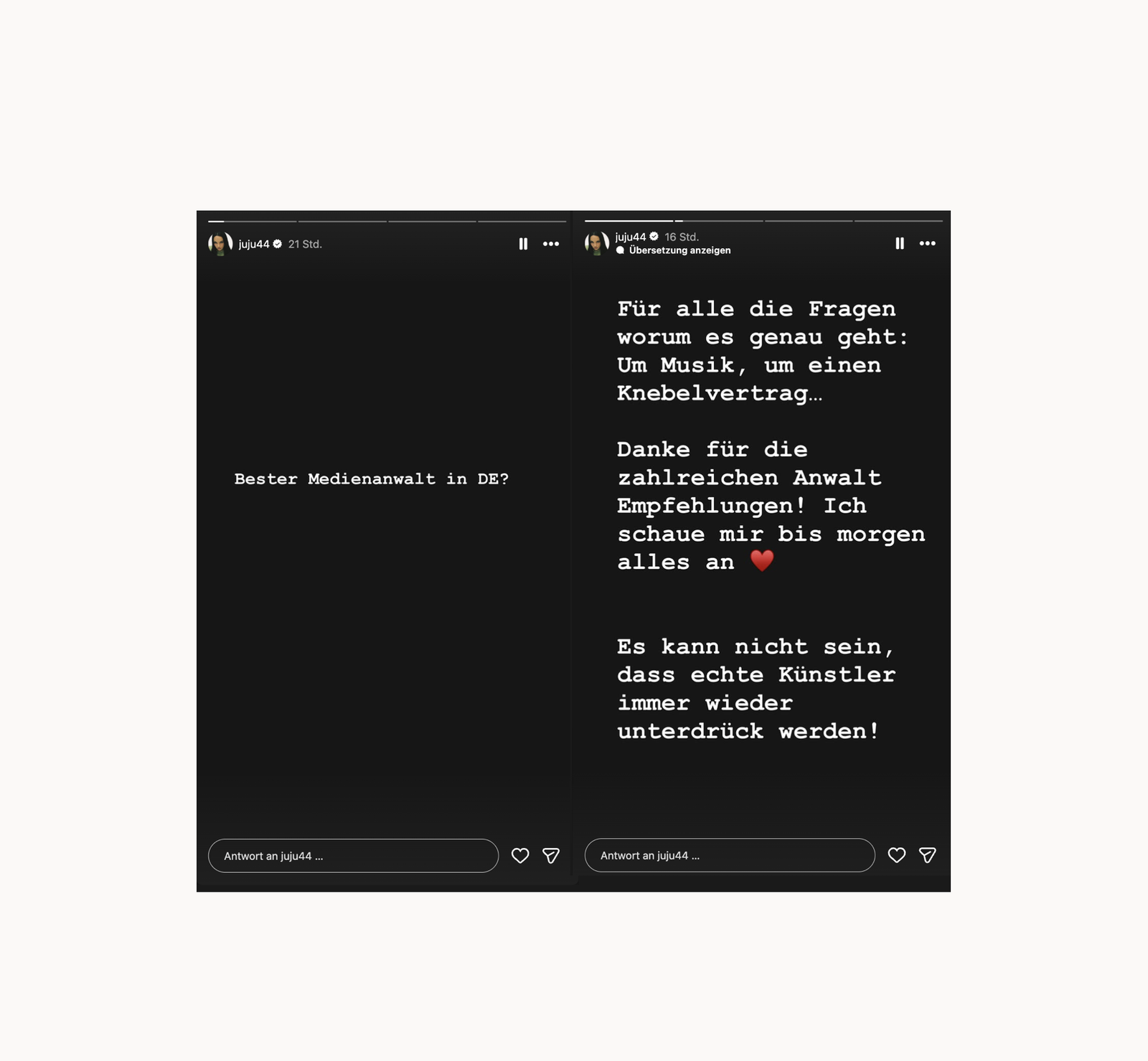 Juju - Medienanwalt Instagram Story