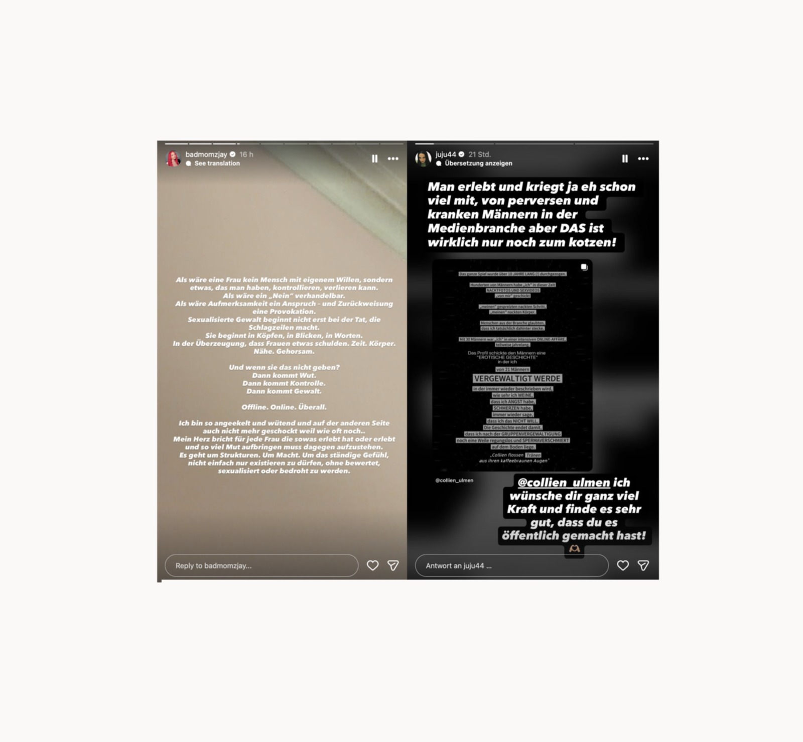 Rapperinnen kommentieren Colliens Post - BADMOMZJAY / JUJU