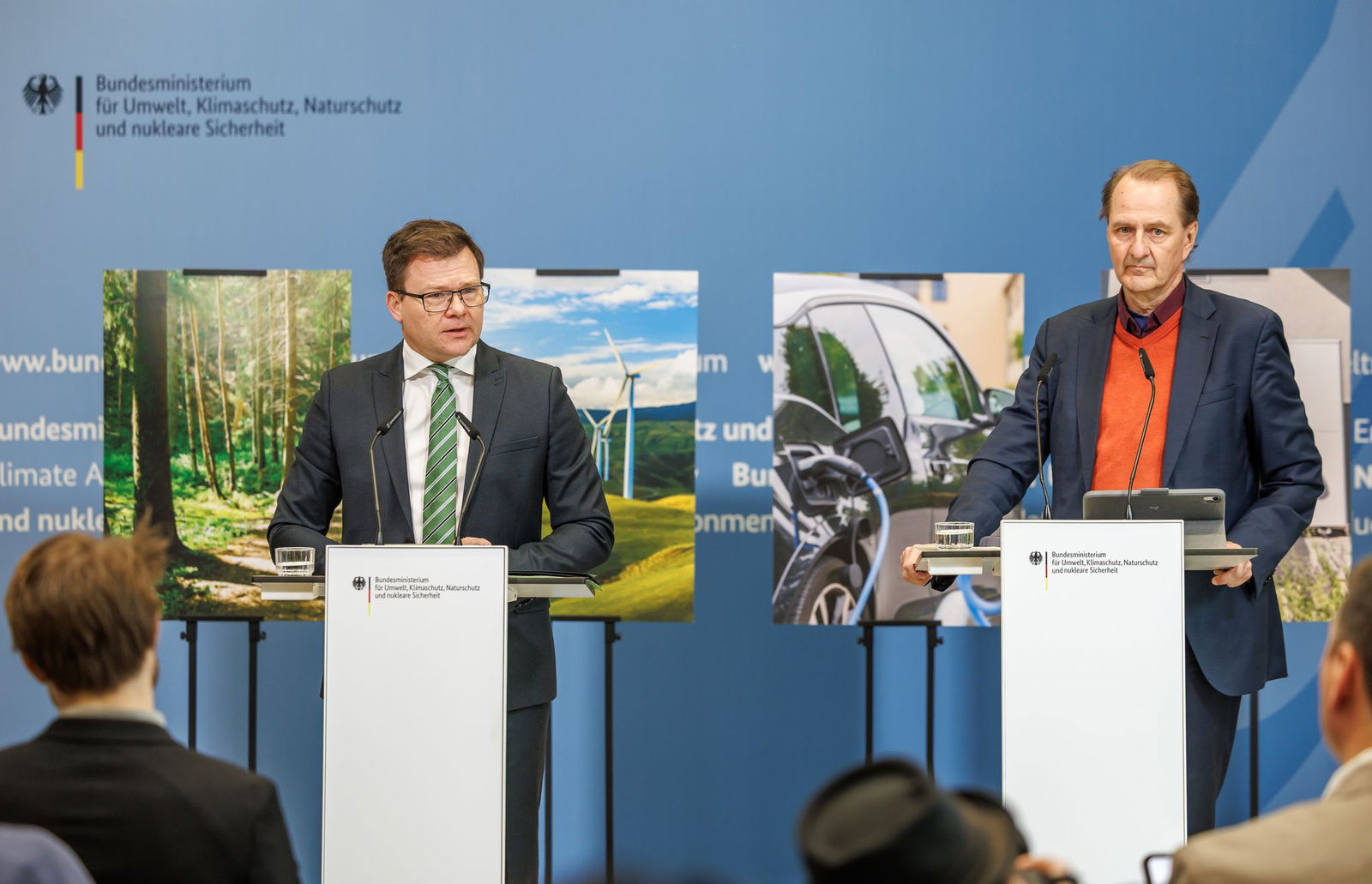 Minister Schneider und UBA-Präsident Messner stellen die Klimabilanz 2025 vor.