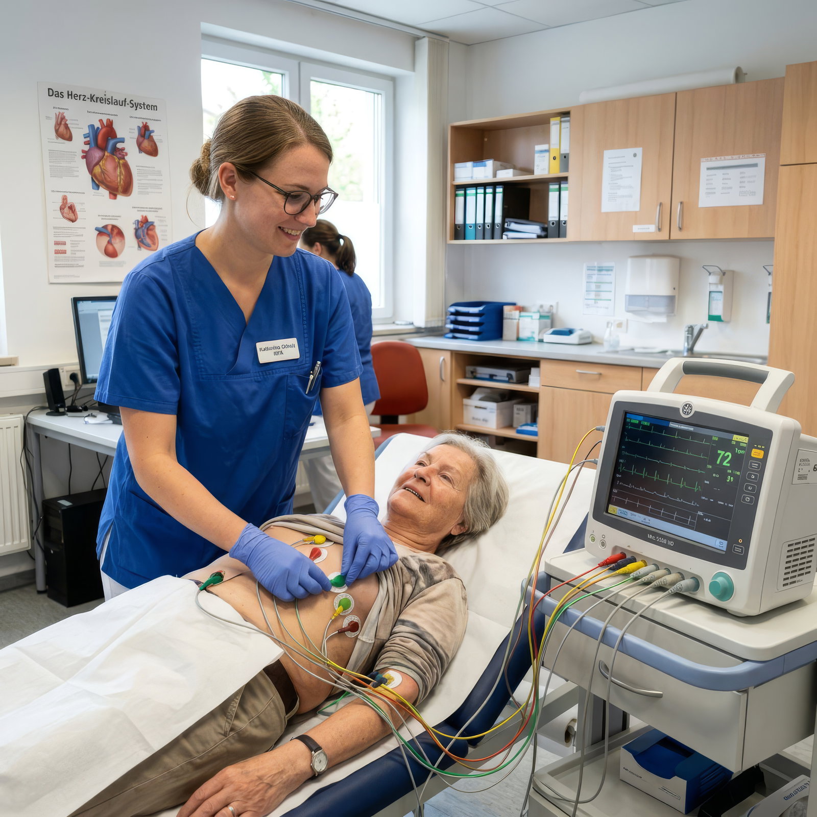 Medizinische Fachangestellte nimmt Blut eines Patienten ab