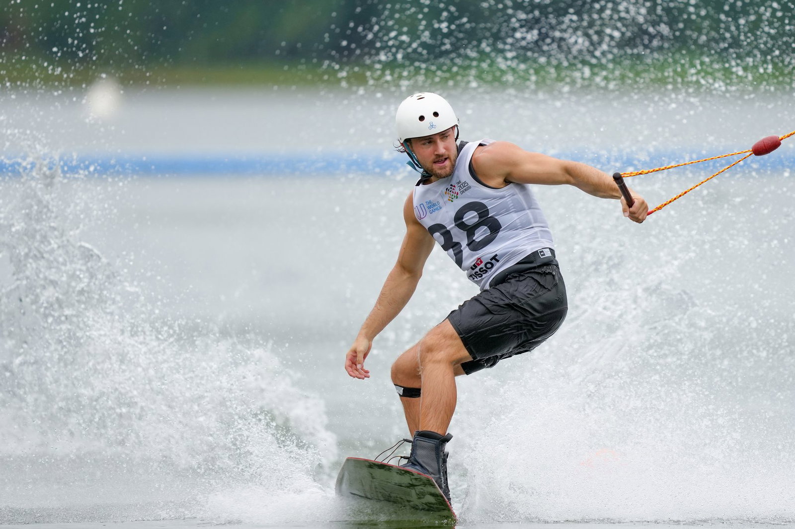 Der Deutsche Max Milde bei den World Games 2025 in China - auch 2029 in Karlsruhe wird Wakeboard wieder im Programm stehen. (Archivbild)