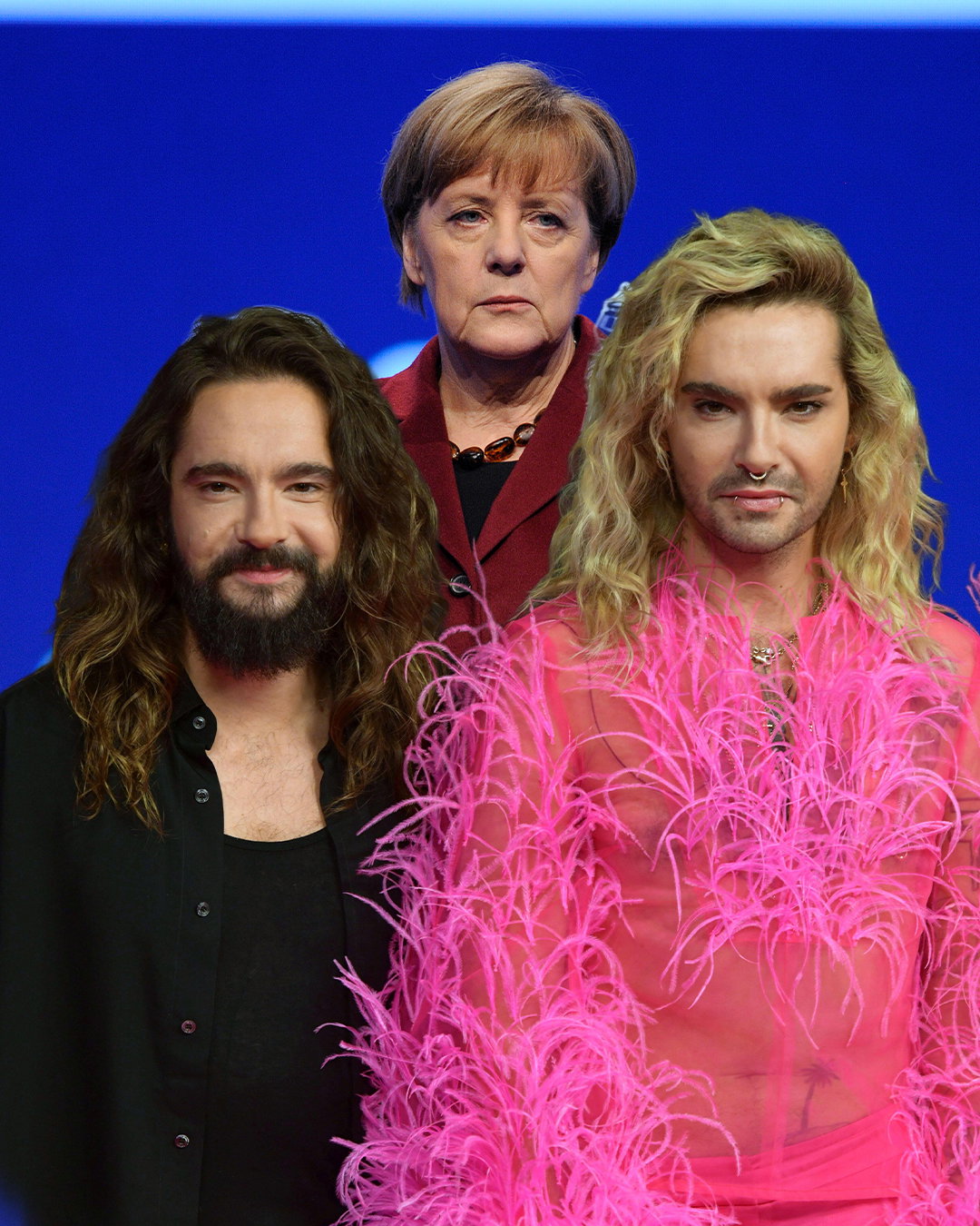 Angela Merkel x Tokio Hotel-Zwillinge Bill und Tom Kaulitz