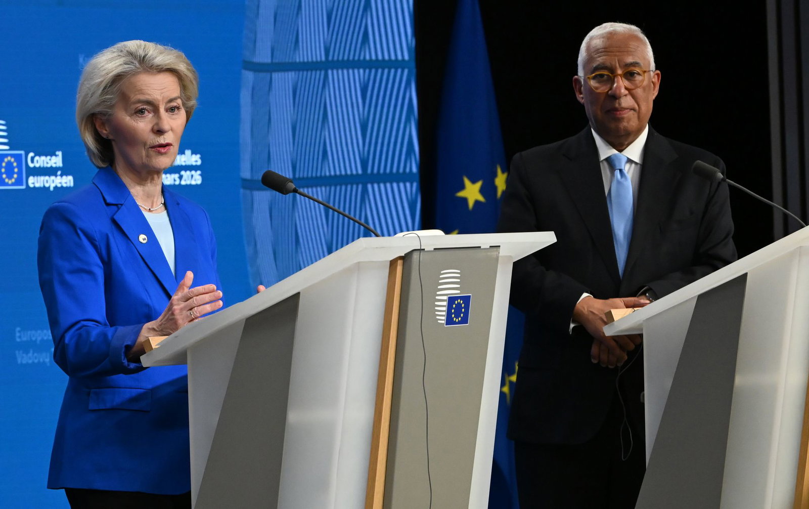 Kommissionspräsidentin Ursula von der Leyen und Ratspräsident António Costa müssen auf Merz' Brief reagieren. (Archivbild)