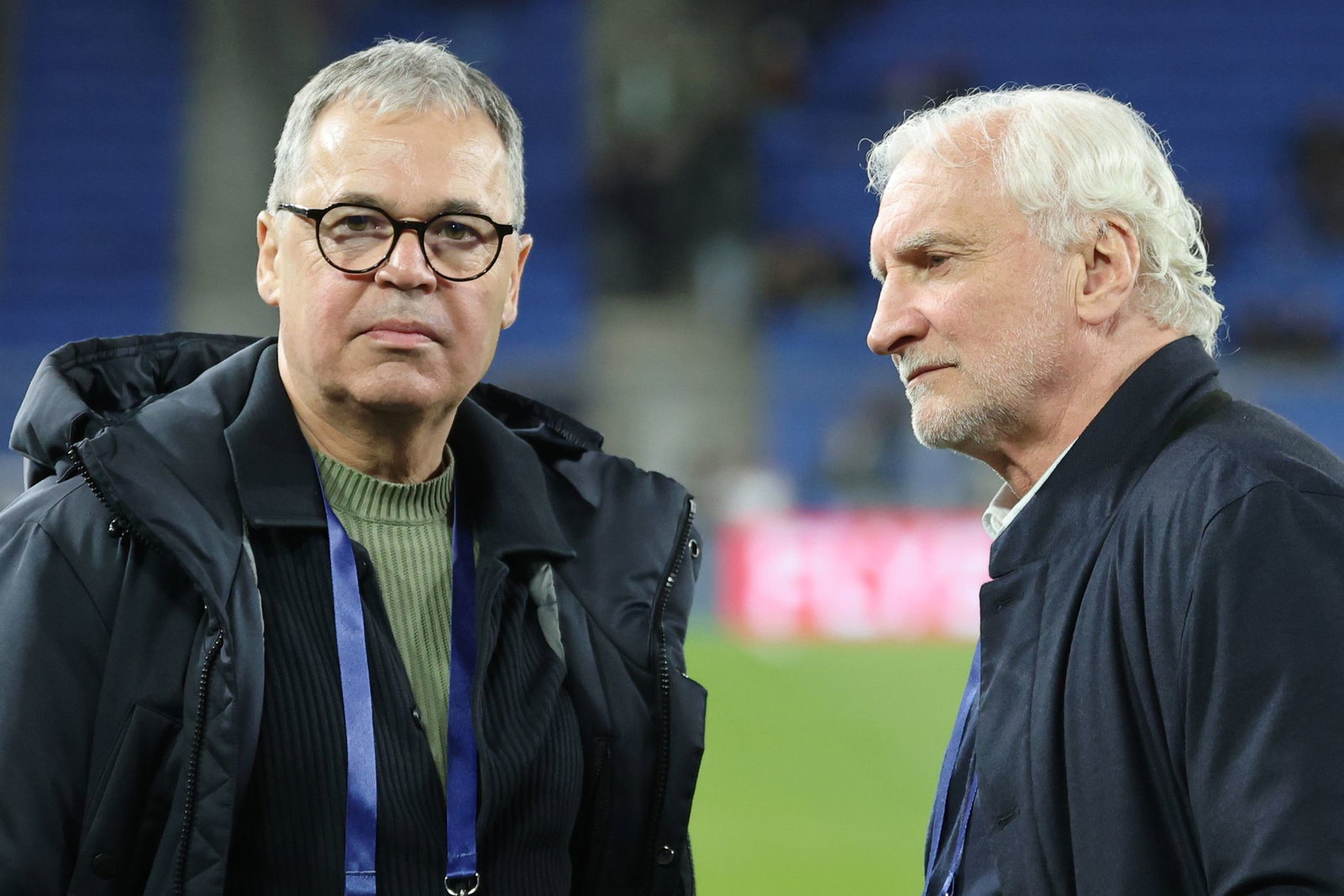 DFB-Geschäftsführer Andreas Rettig (links) und Sportdirektor Rudi Völler (Archivbild).