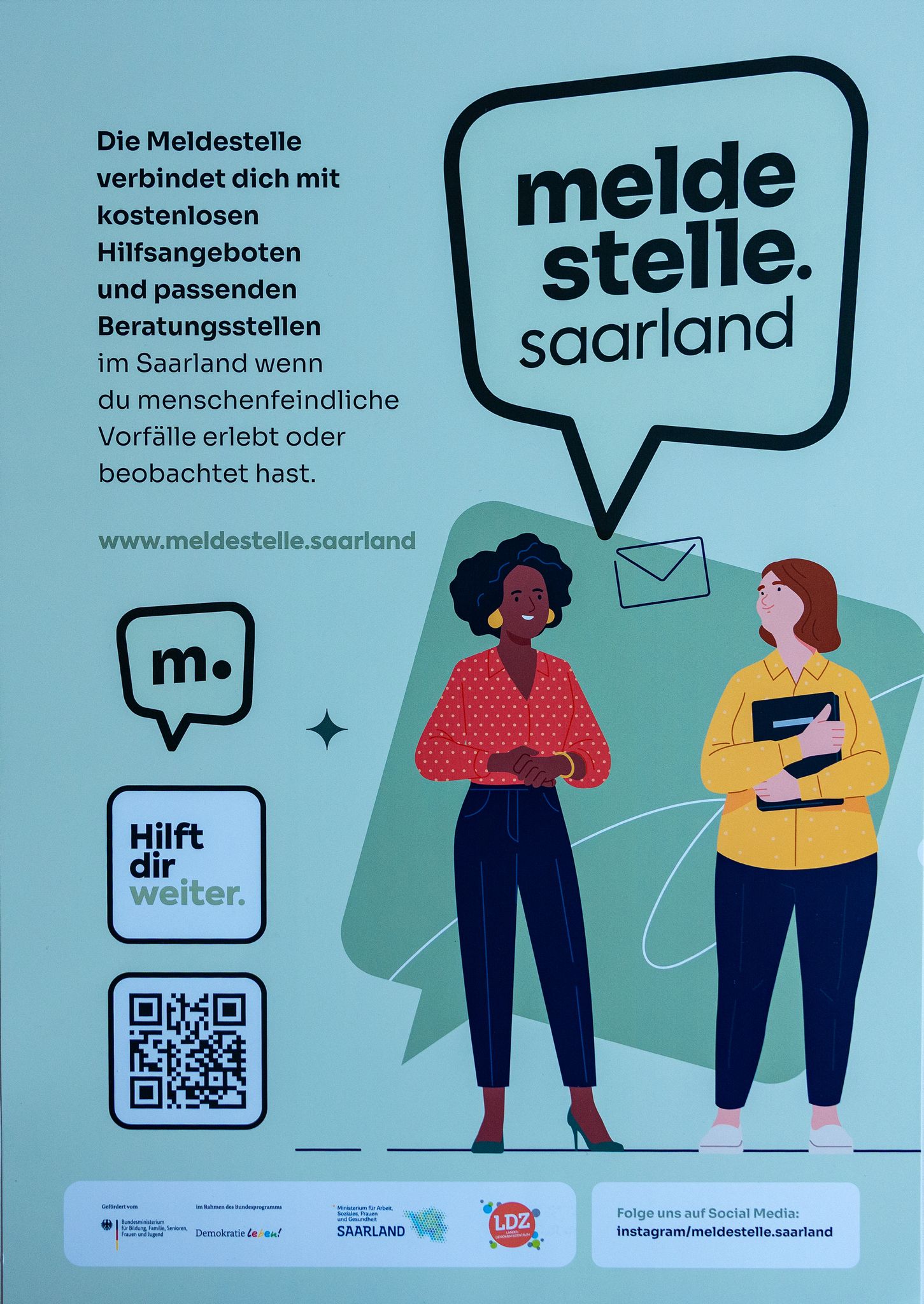 Ein Plakat der Meldestelle Saarland.