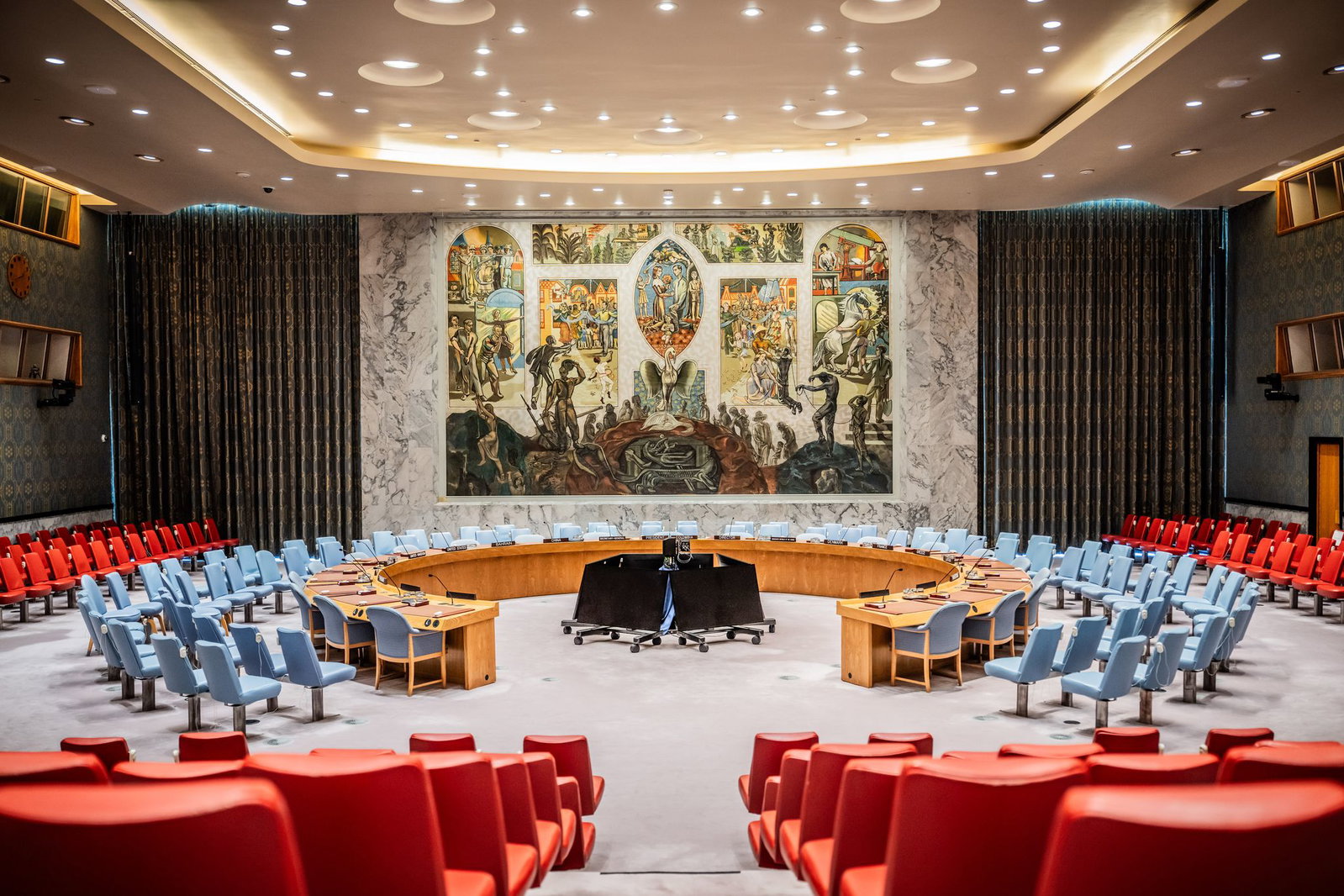 Der Sitzungssaal des UN-Sicherheitsrates in New York - wird Deutschland hier in den kommenden beiden Jahren Platz nehmen können. 