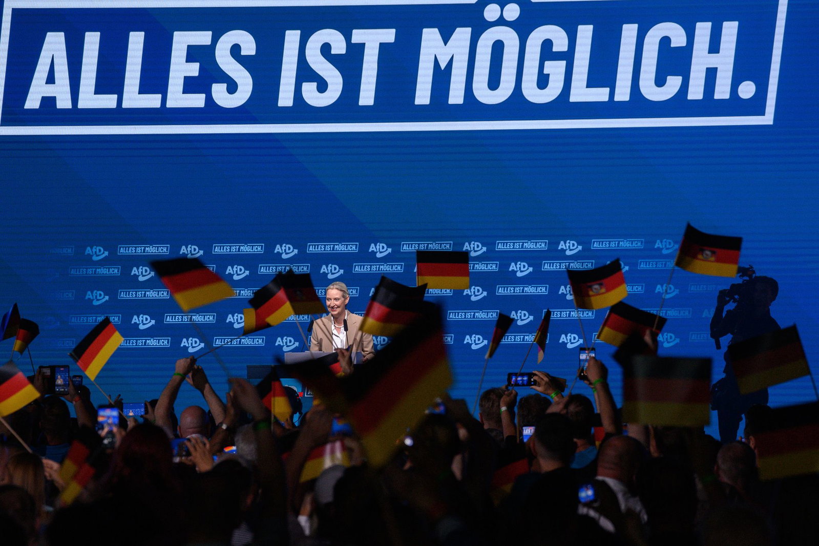 AfD-Chefin Alice Weidel sprach beim Wahlkampfauftakt in Magdeburg.