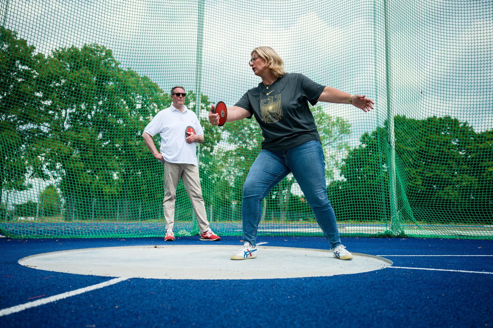 Rehlinger (r) und Schweitzer maßen sich schon im Sport - essen sie bald auch einen Saumagen? (Archivbild)