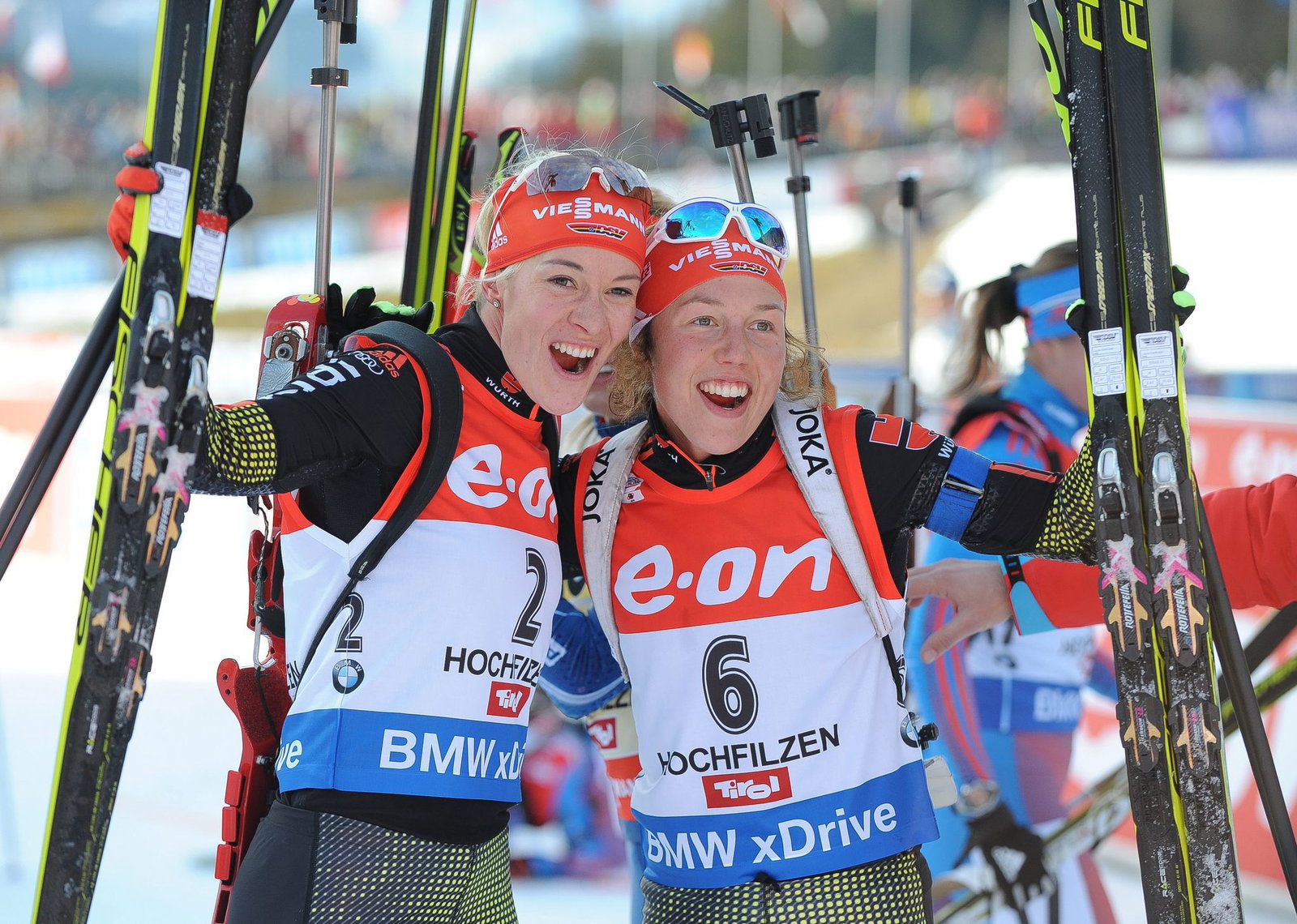 Sie verband eine enge Freundschaft: Maren Hammerschmidt (l) und Laura Dahlmeier. (Archivbild)