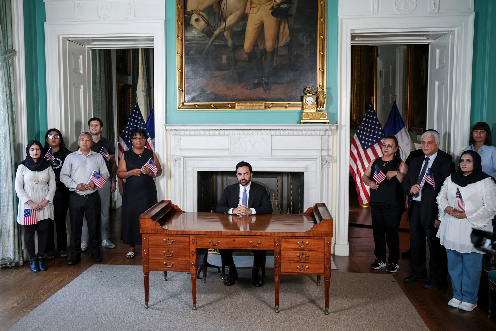 New Yorks Bürgermeister Mamdani hat eine Rede zum 250. Geburtstag der USA gehalten. 