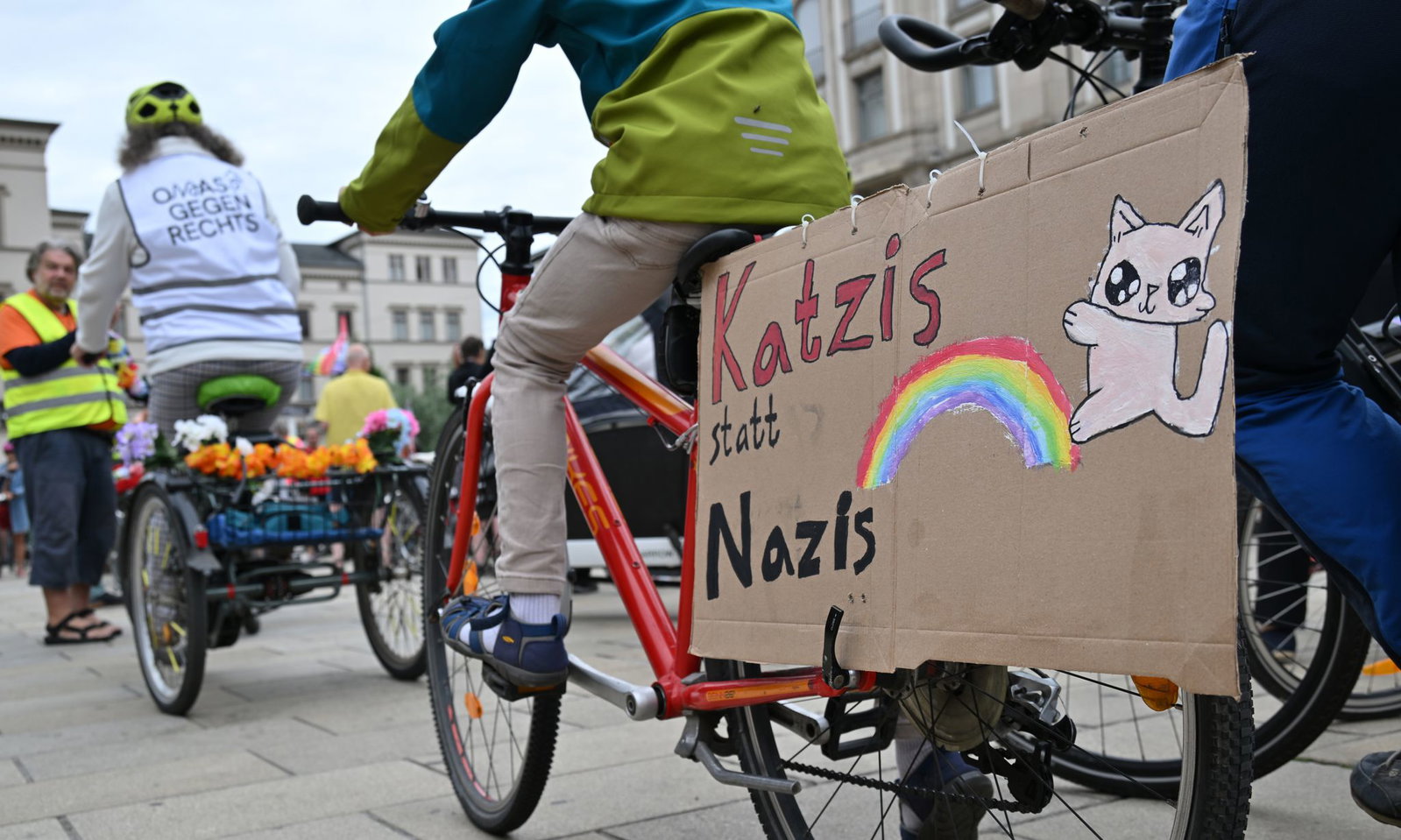 Viele AfD-Gegner kamen mit selbstgebastelten Protestschildern.