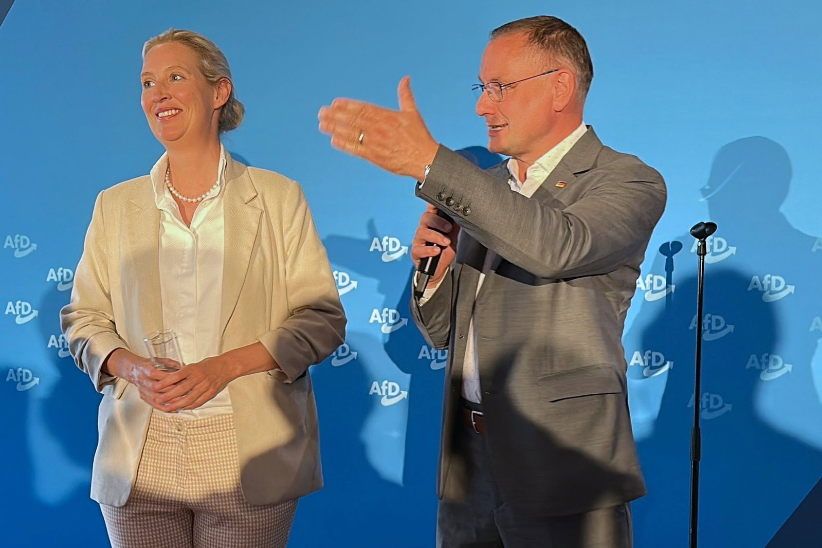 Die AfD-Chefs Alice Weidel und Tino Chrupalla äußern am Vorabend die Hoffnung, dass es nicht zu Gewalt rund um den Parteitag kommt. 