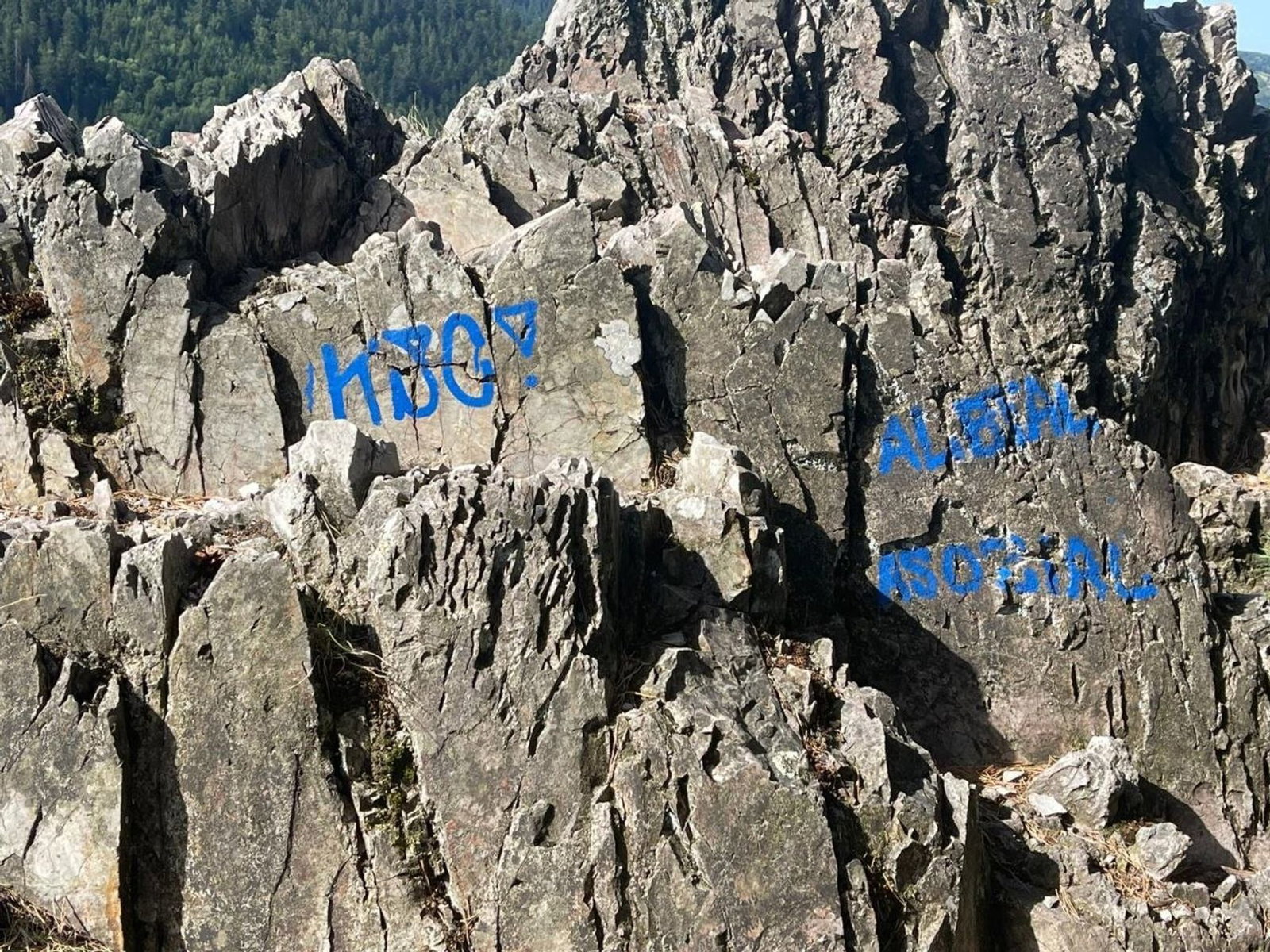 Das Graffiti wird mit dem Fußball-Zweitligisten Karlsruher SC in Verbindung gebracht und sorgt für Ärger beim Schwarzwaldverein Hornisgrinde.