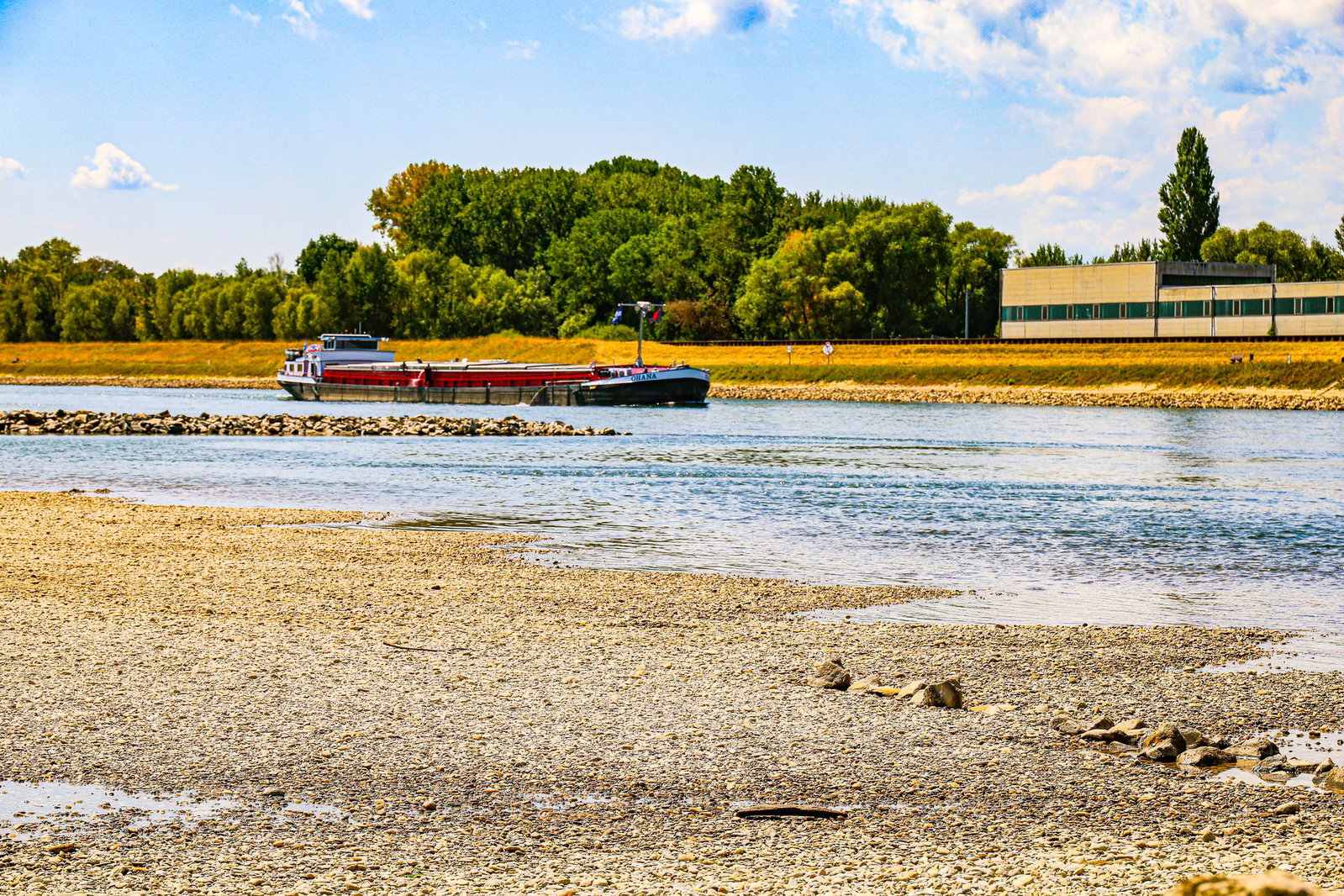 Die Schifffahrt ist auf dem Rhein stellenweise eingeschränkt.