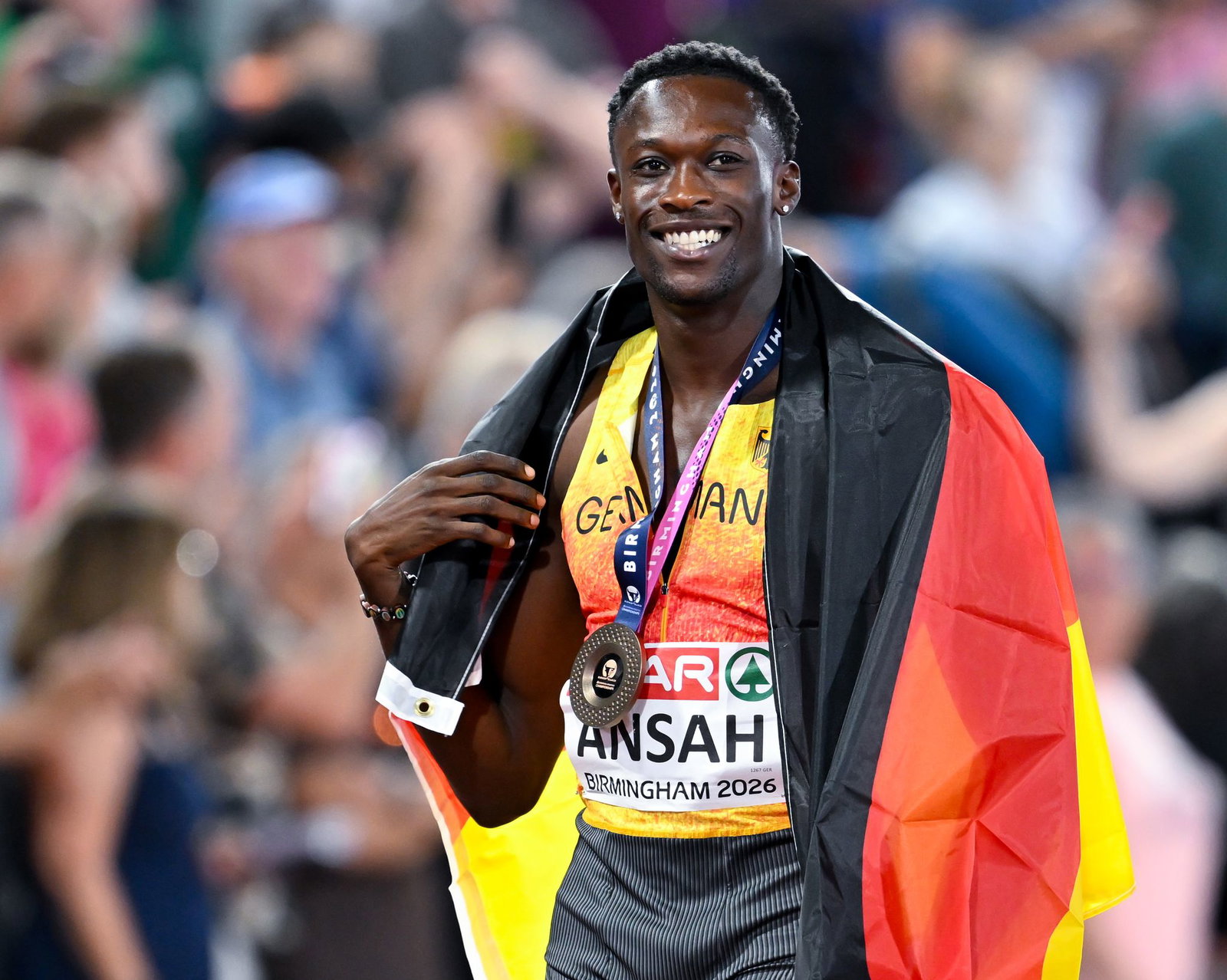 Owen Ansah konnte trotz der drohenden Sperre nach Bronze bei der EM lächeln.
